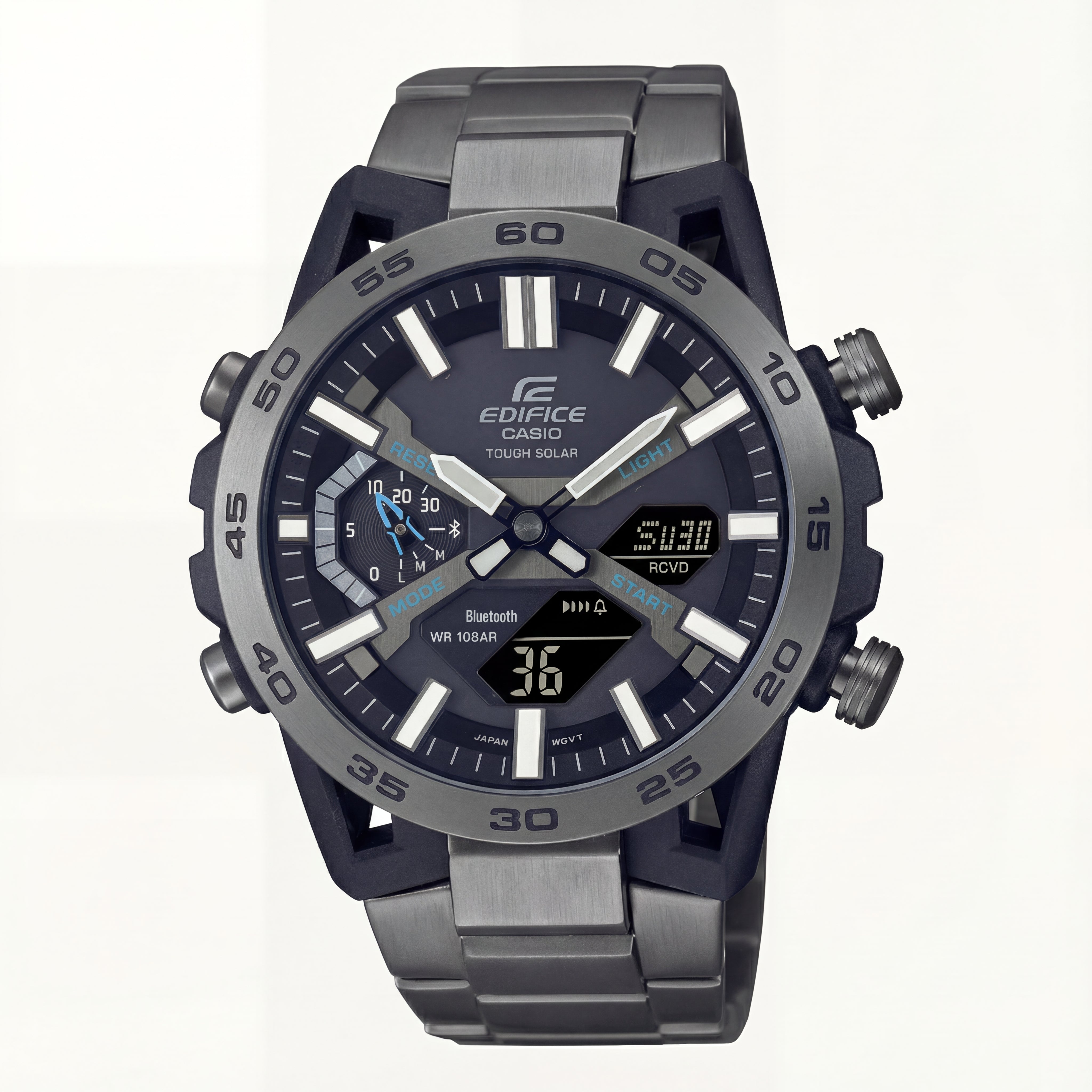 Carbon Black Solar Chrono Digital-Analog Sports Watch