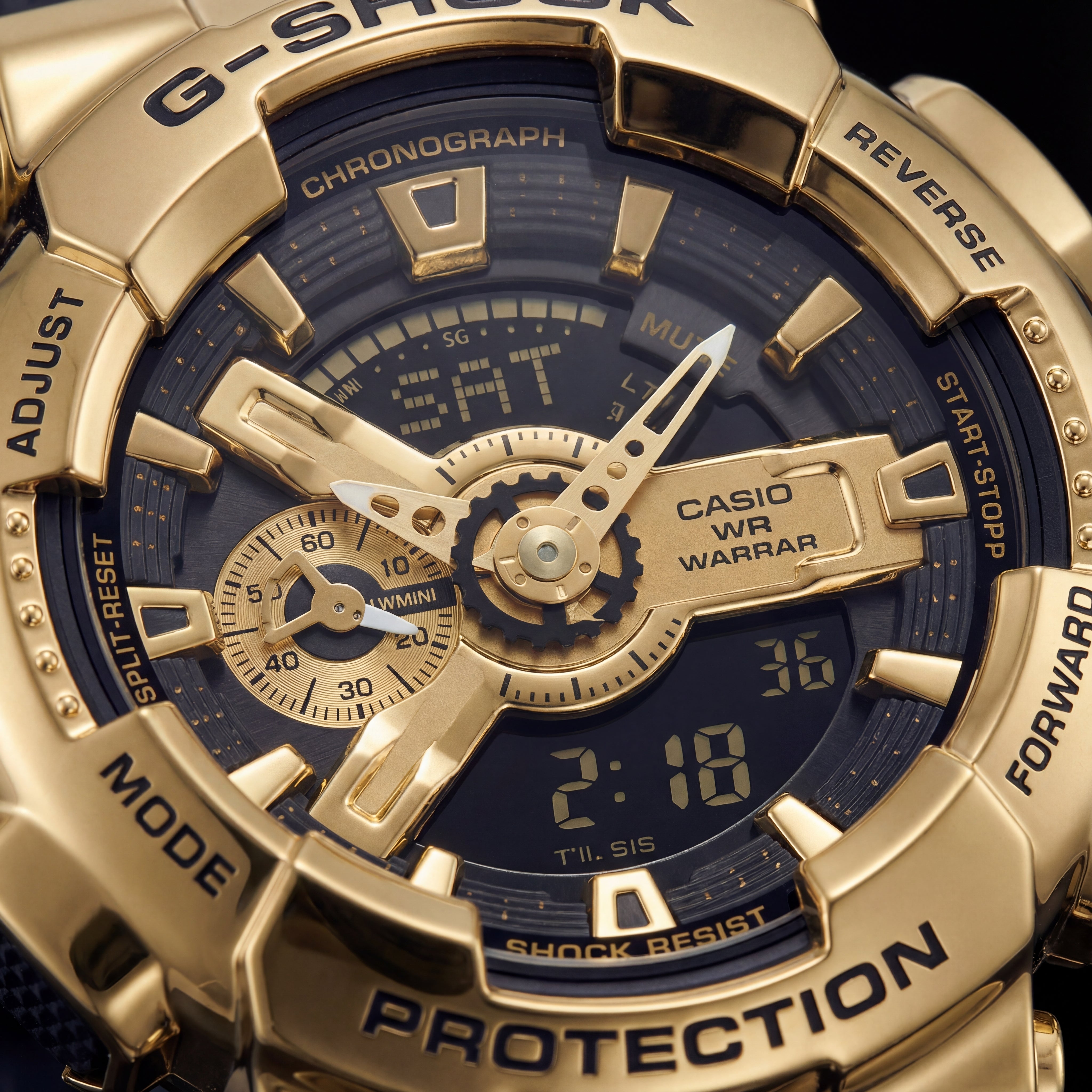 Gold & Navy Heavy-Duty Hybrid Chronograph Sports Watch