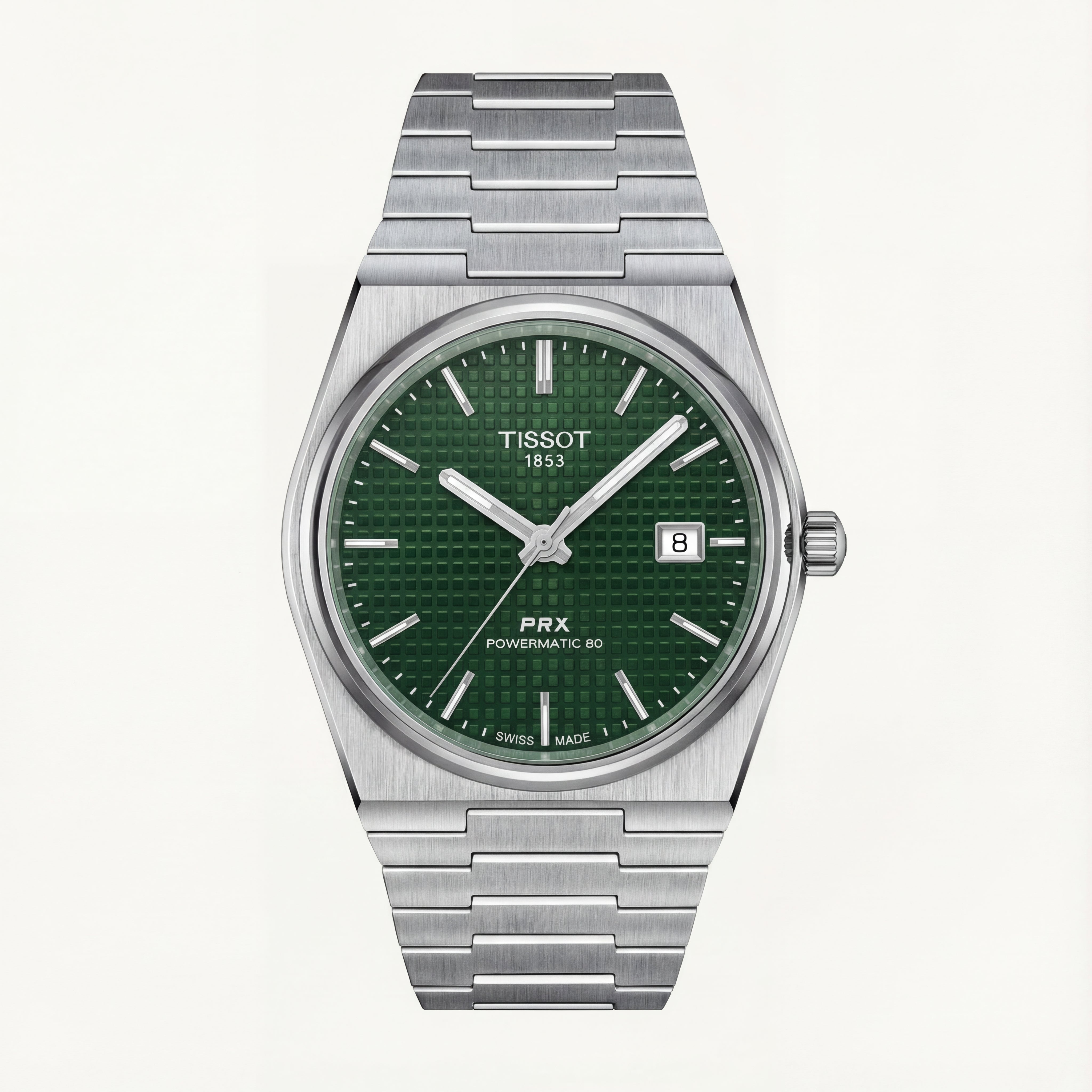 Centrix Emerald Green Waffle Dial Silver Watch