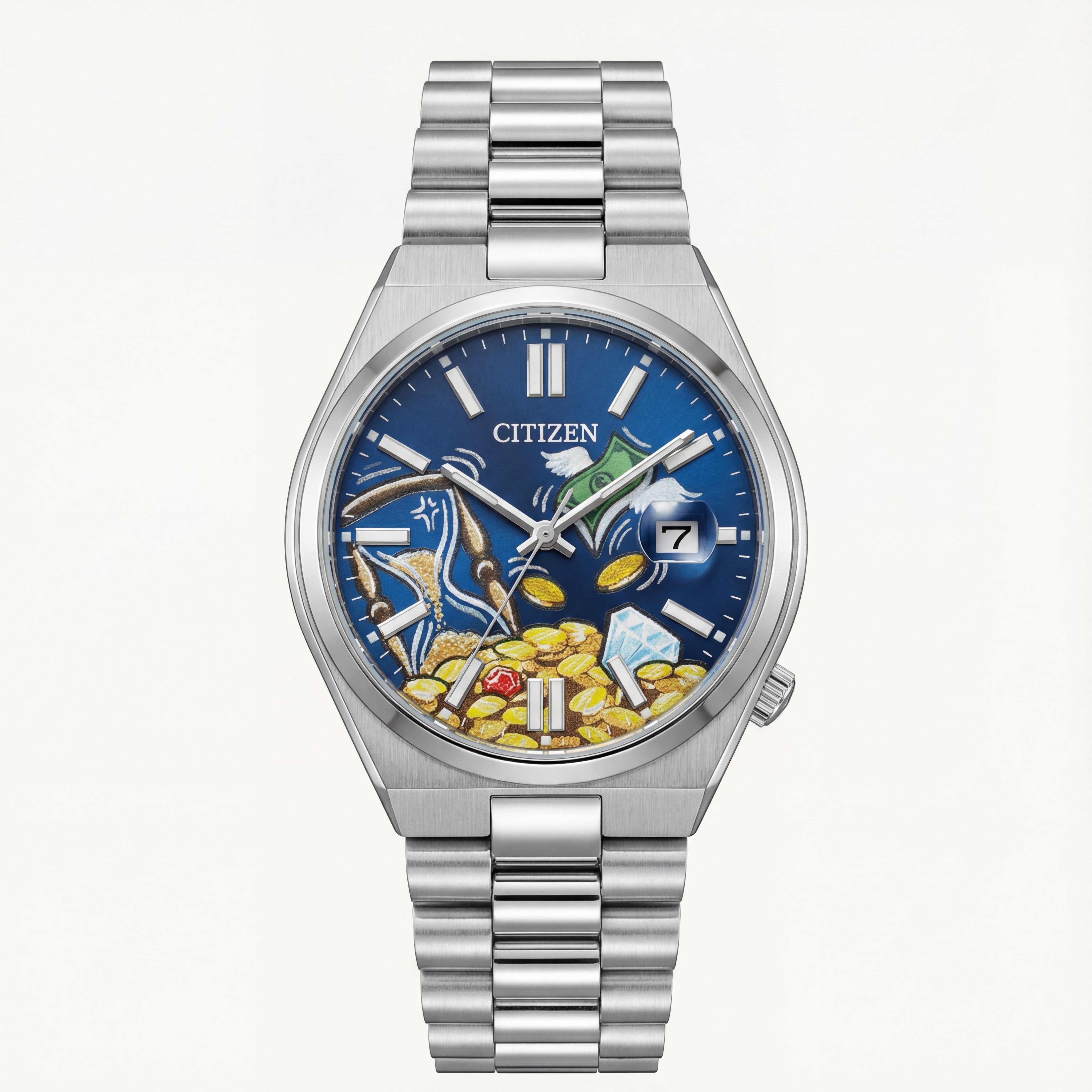 Blue Artistic Fortune Dial Men’s Stainless Steel Watch
