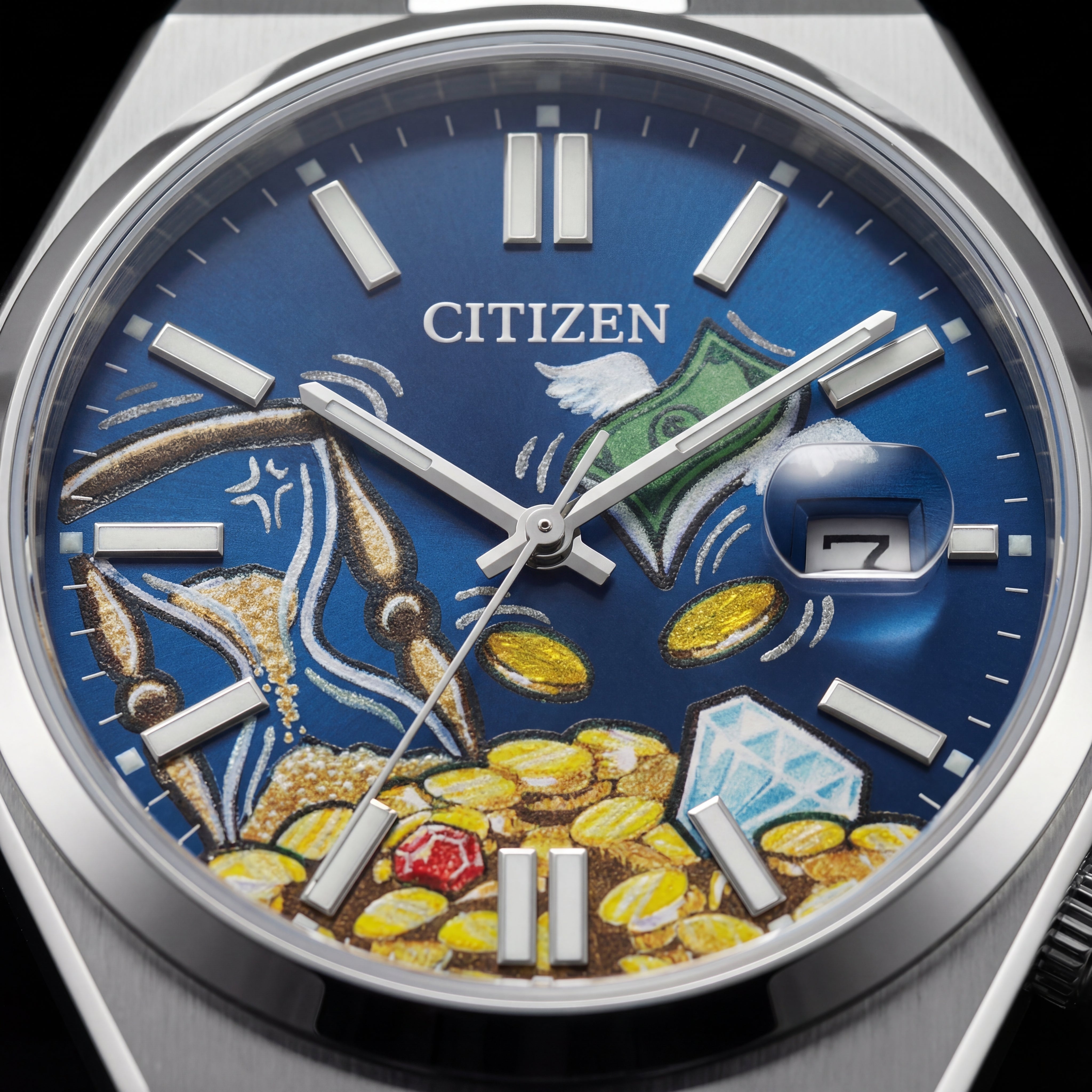 Blue Artistic Fortune Dial Men’s Stainless Steel Watch
