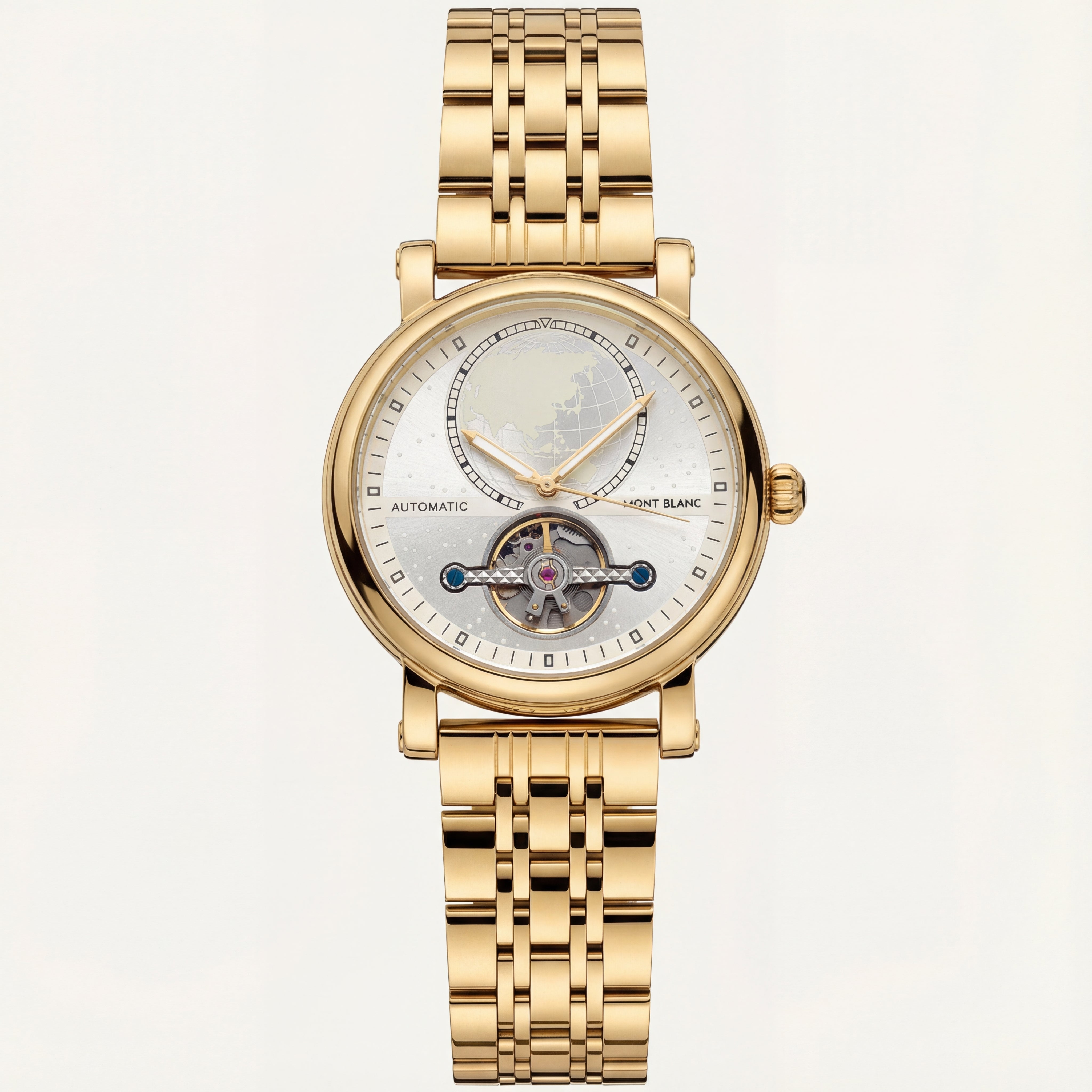 Royal Gold World Dial Open-Heart Automatic Men’s Watch