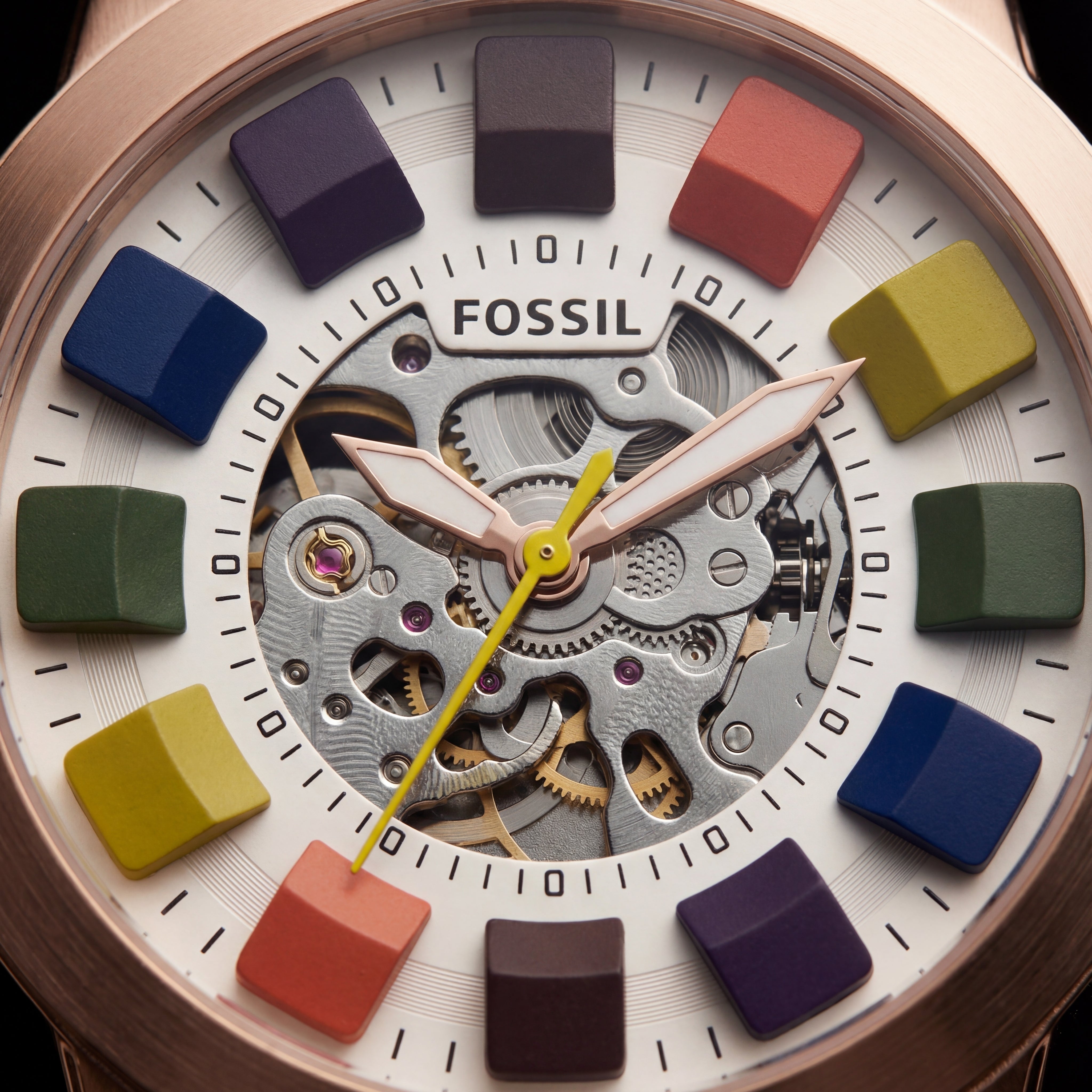 Rose Gold Skeleton Dial Brown Leather Strap Men’s Watch