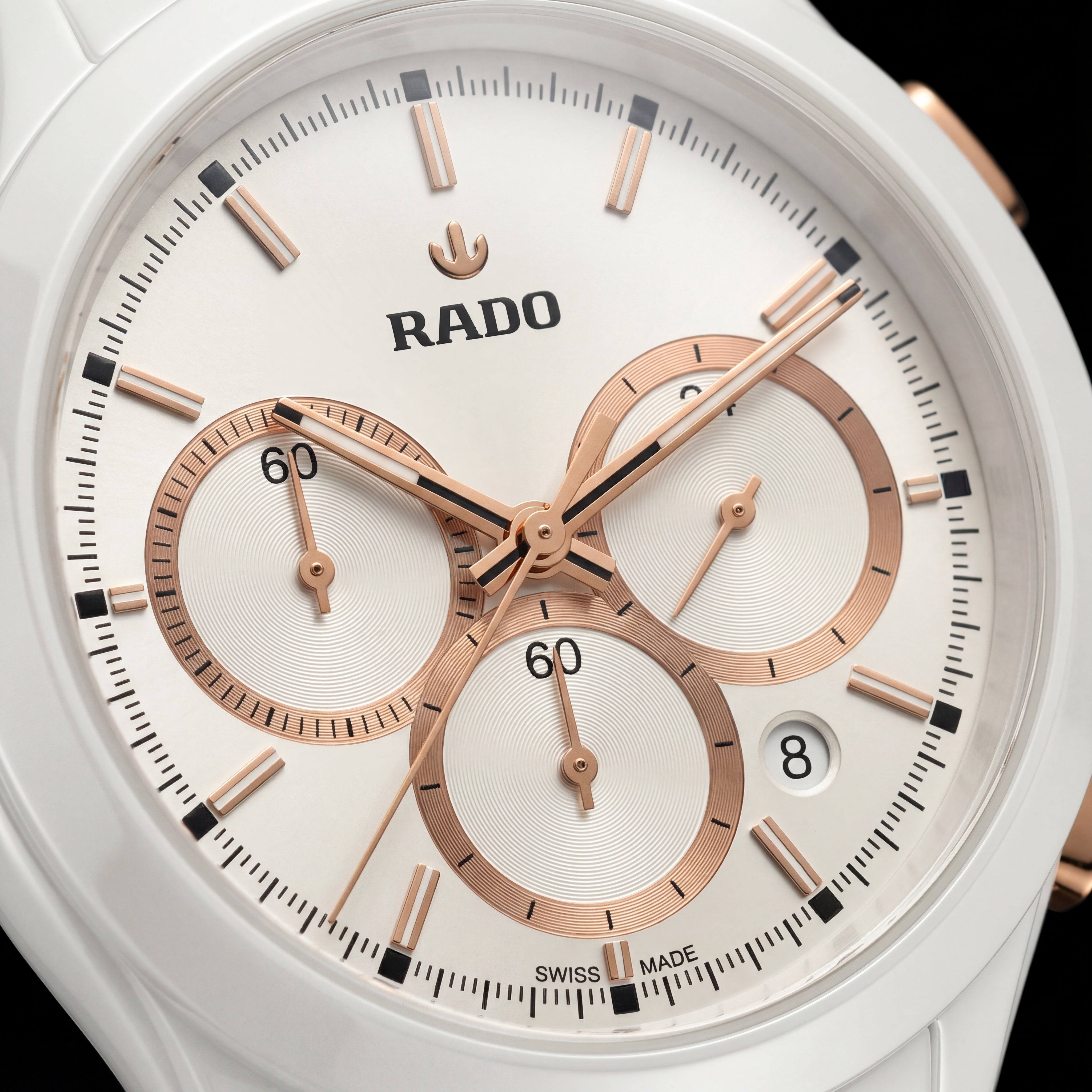 White Ceramic Rose Gold Chronograph Men’s Watch