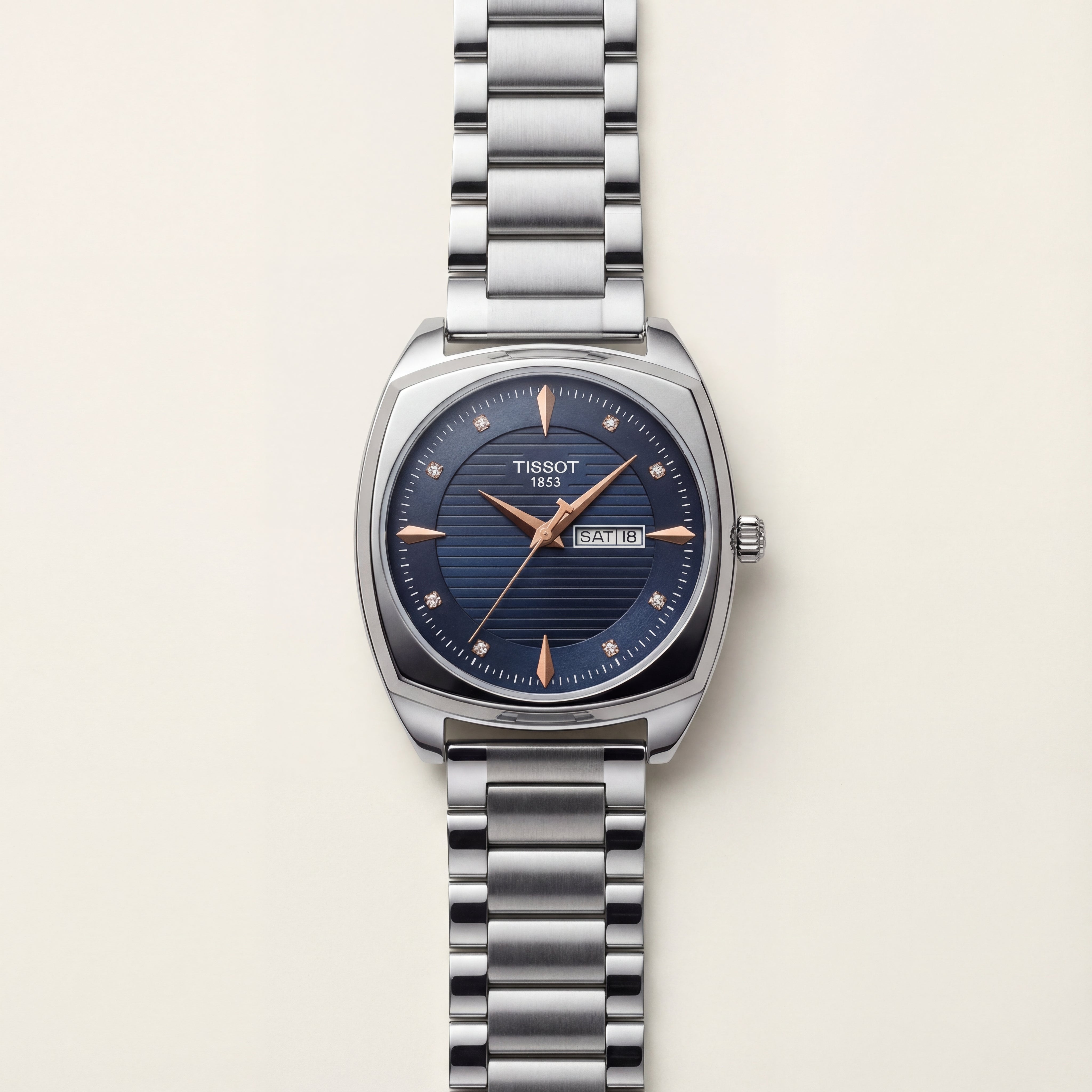 Navy Blue Diamond Index Day-Date Men’s Watch