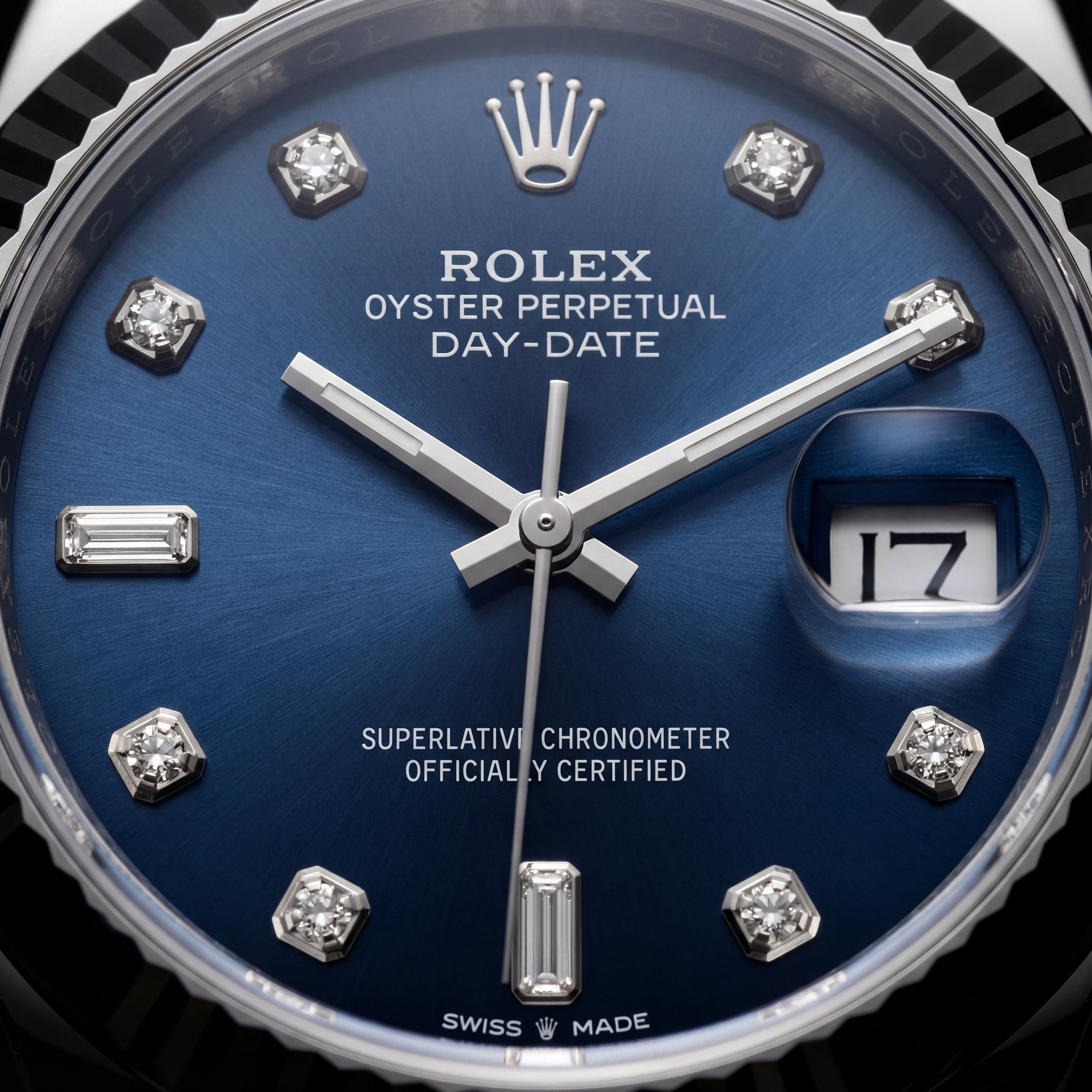 Centrix Midnight Blue Diamond Day-Date Automatic Silver Watch