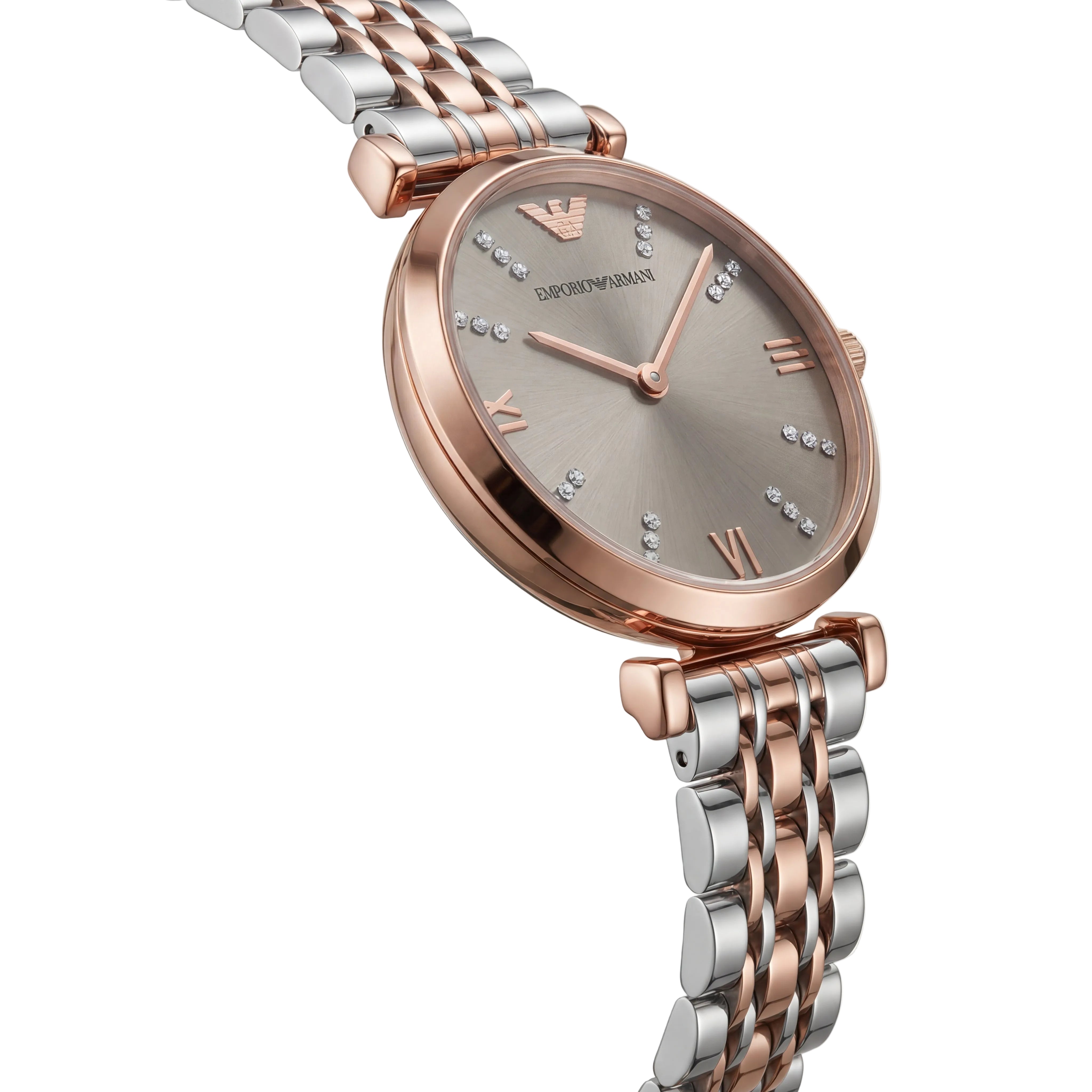 Two-Tone Rose Gold & Silver Crystal Accent Dial Luxury Bracelet Watch – Women