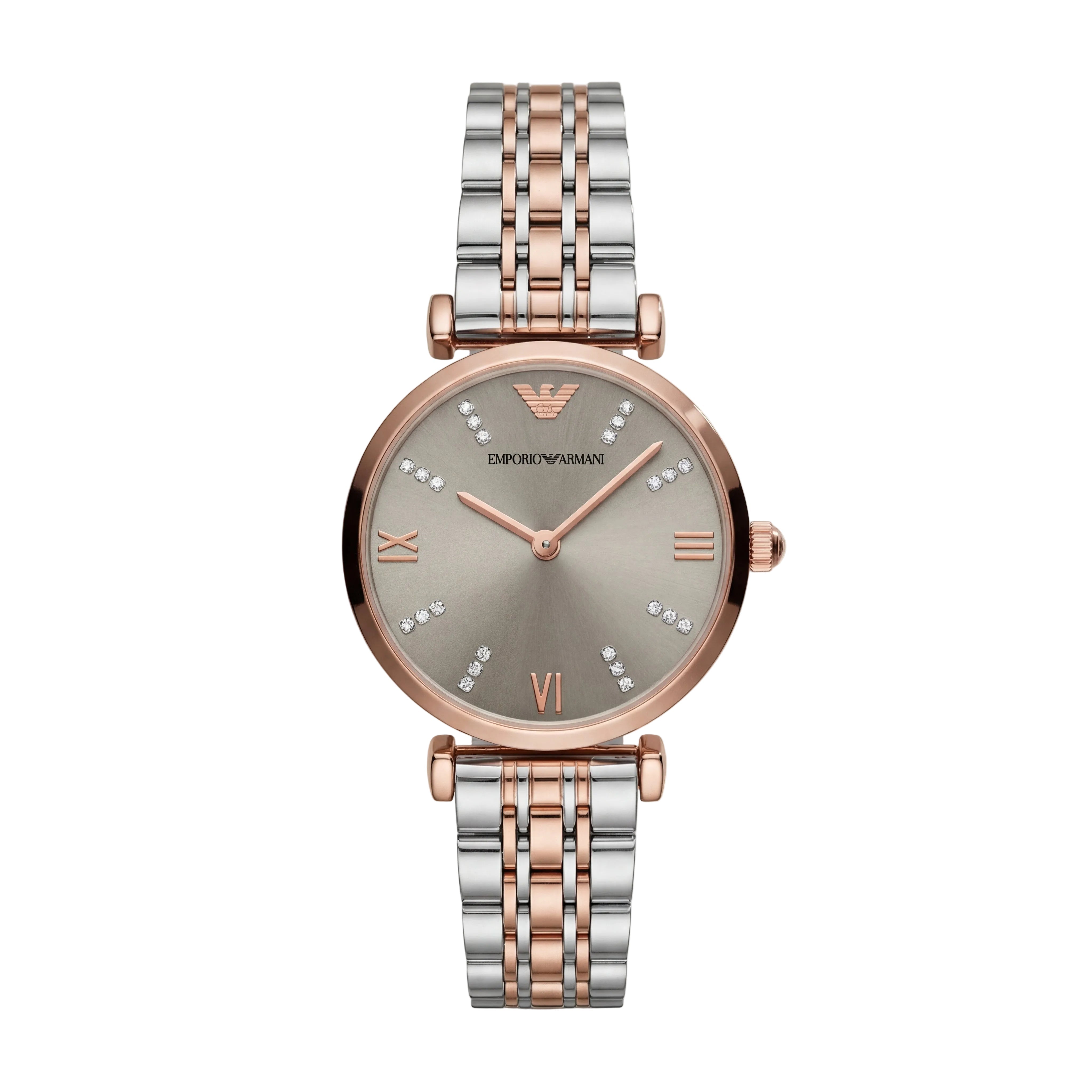Two-Tone Rose Gold & Silver Crystal Accent Dial Luxury Bracelet Watch – Women