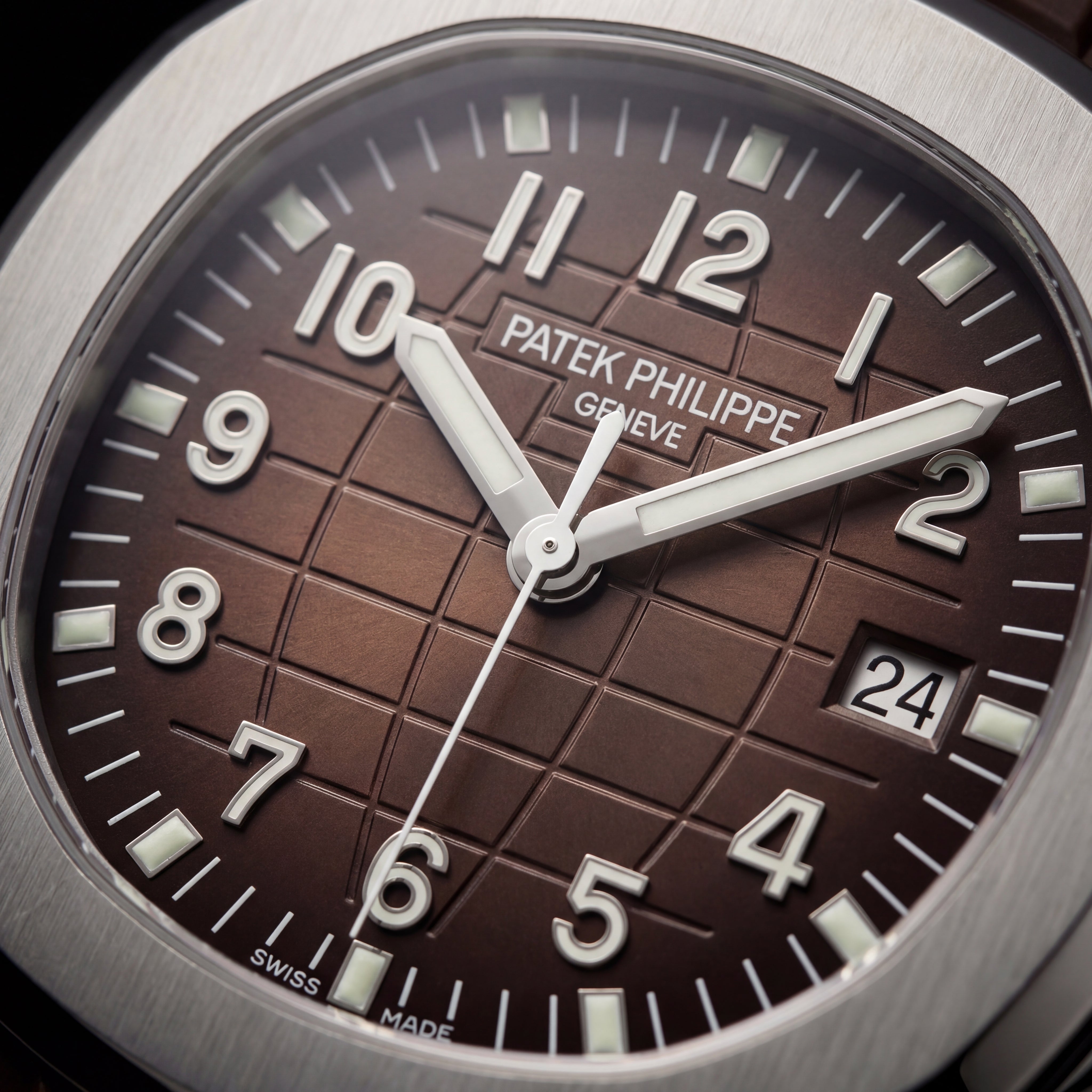 Luxury Stainless Steel Sport Watch Chocolate Brown Embossed Dial Brown Rubber Strap Premium Watch – Men