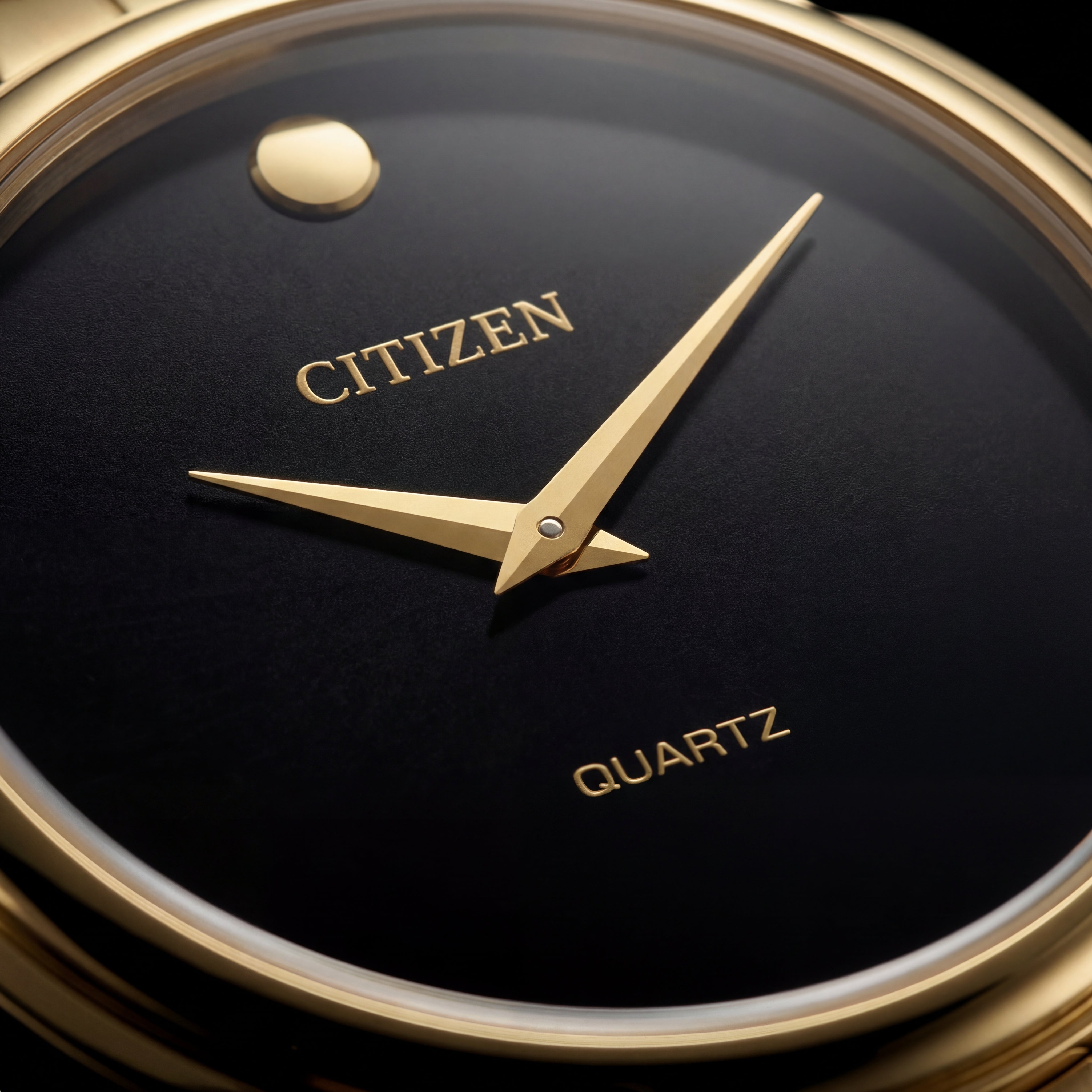Luxury Gold Stainless Steel Minimalist Watch Black Dial Slim Hands Quartz Dress Watch – Men