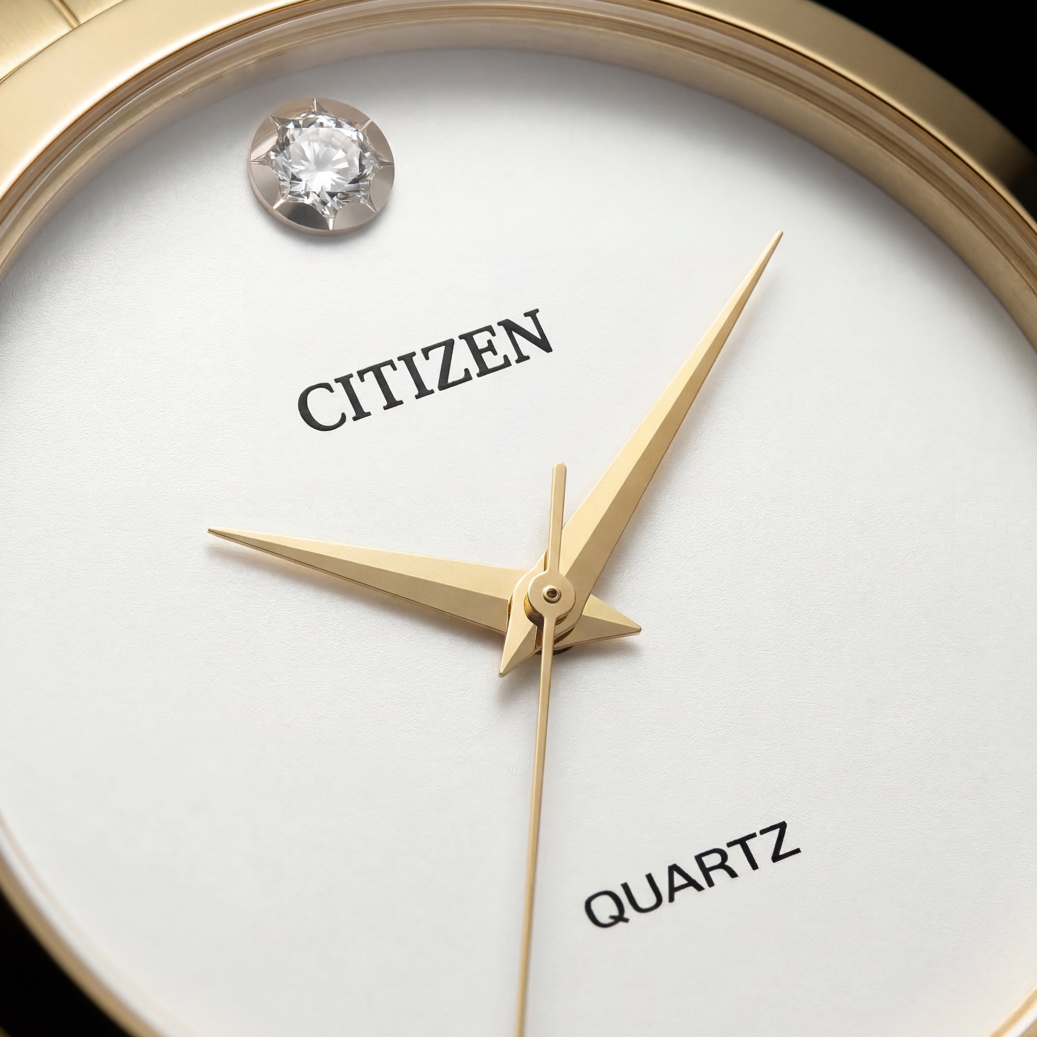 Luxury Gold Stainless Steel Minimalist Watch White Dial Diamond Marker Slim Quartz Dress Watch – Men