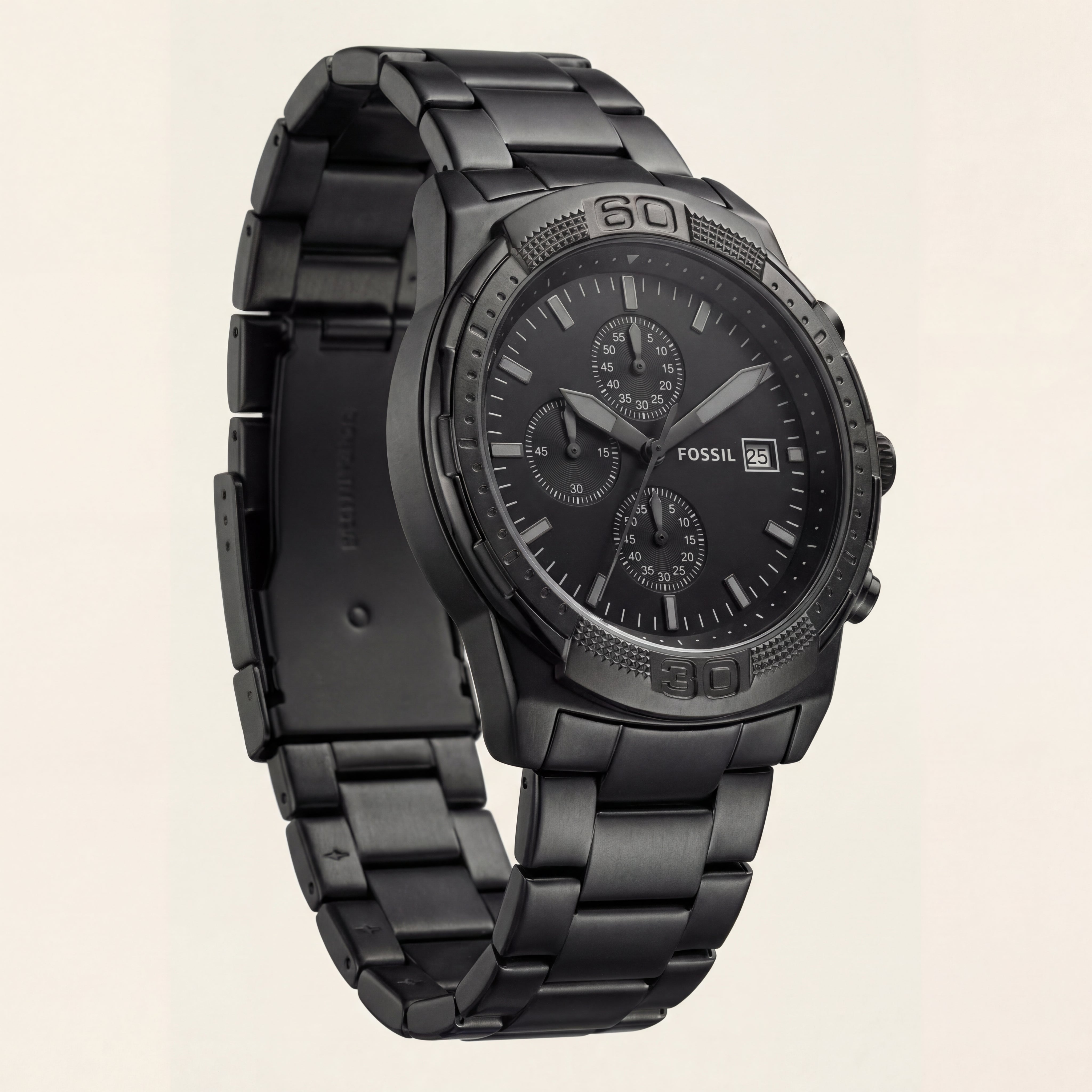 Luxury Black Stainless Steel Chronograph Watch Matte Black Dial Multi-Subdial Date Display Sport Watch – Men
