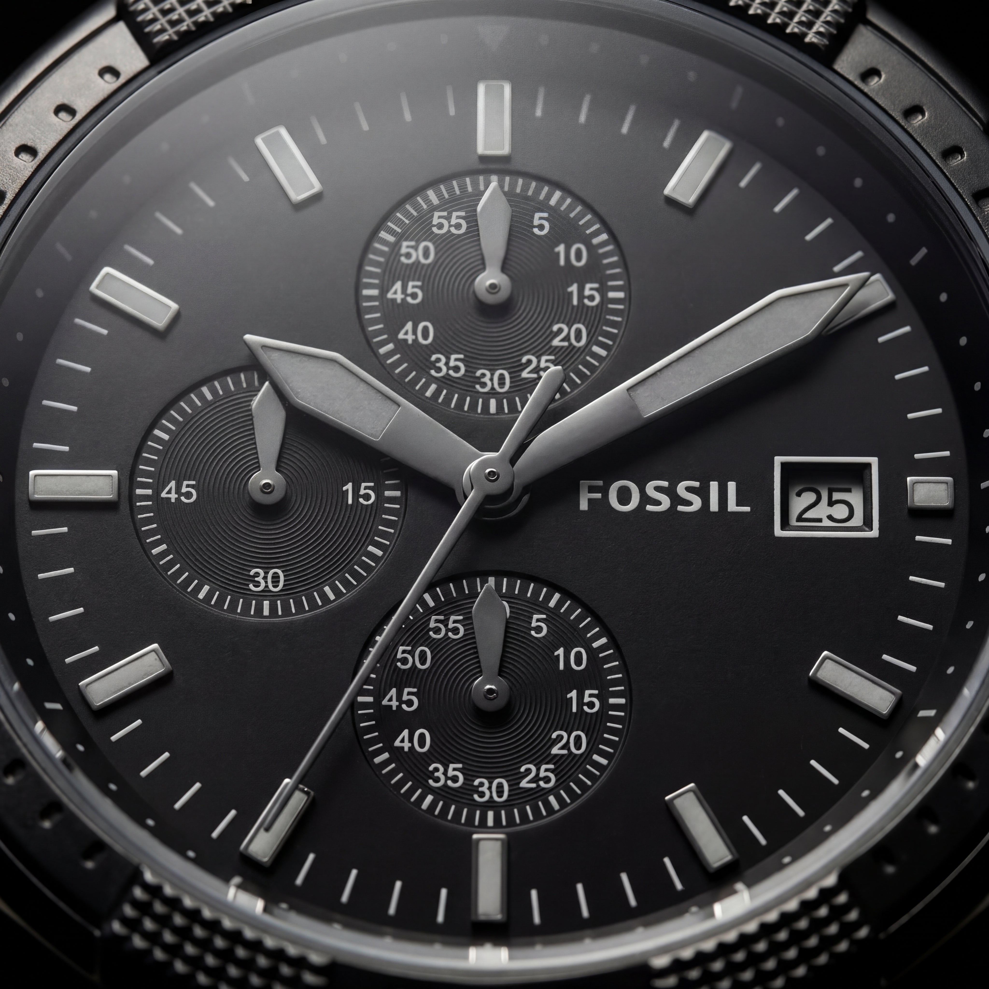 Luxury Black Stainless Steel Chronograph Watch Matte Black Dial Multi-Subdial Date Display Sport Watch – Men