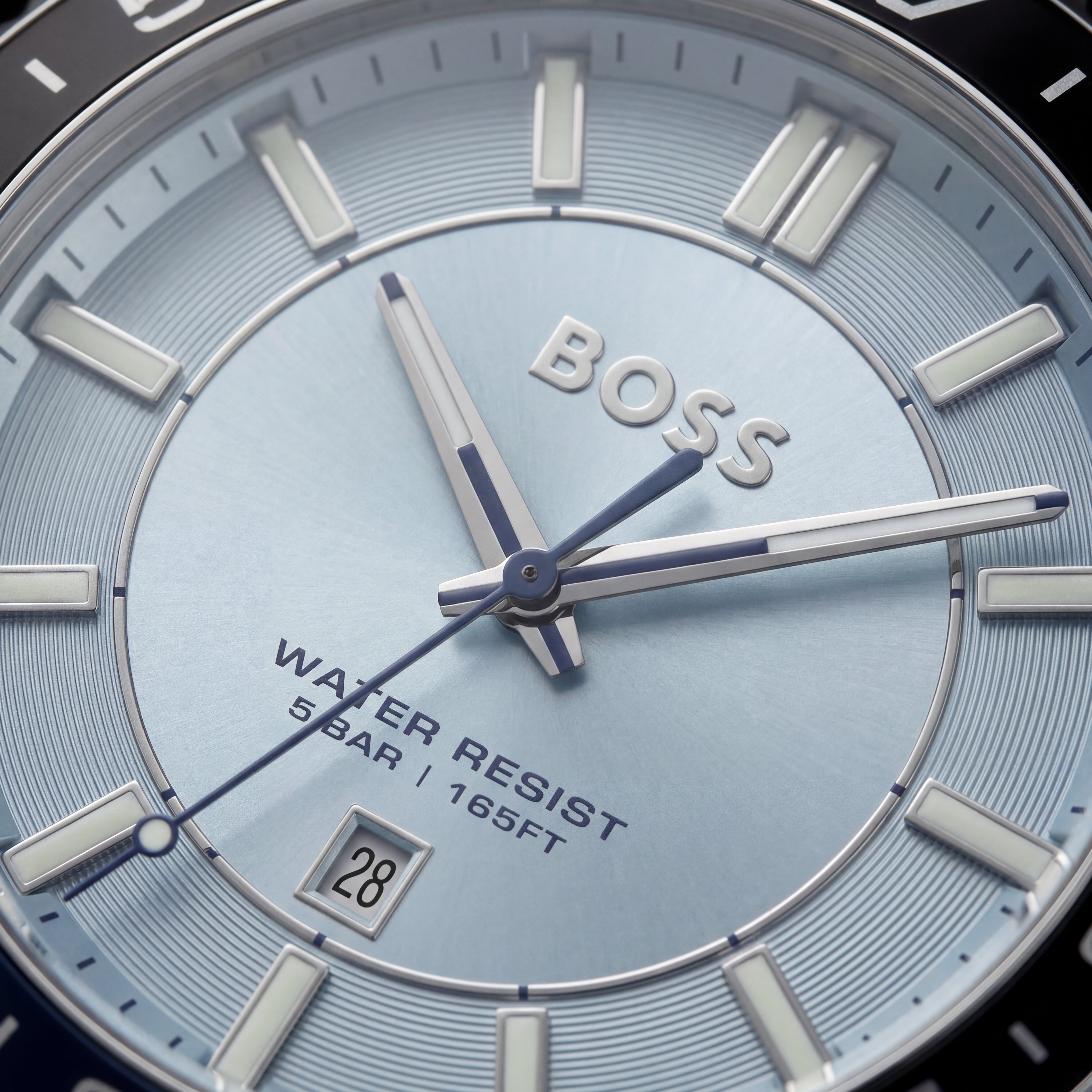 Premium Silver Stainless Steel Watch Ice Blue Dial Blue Sport Bezel Date Display Classic Luxury Watch – Men
