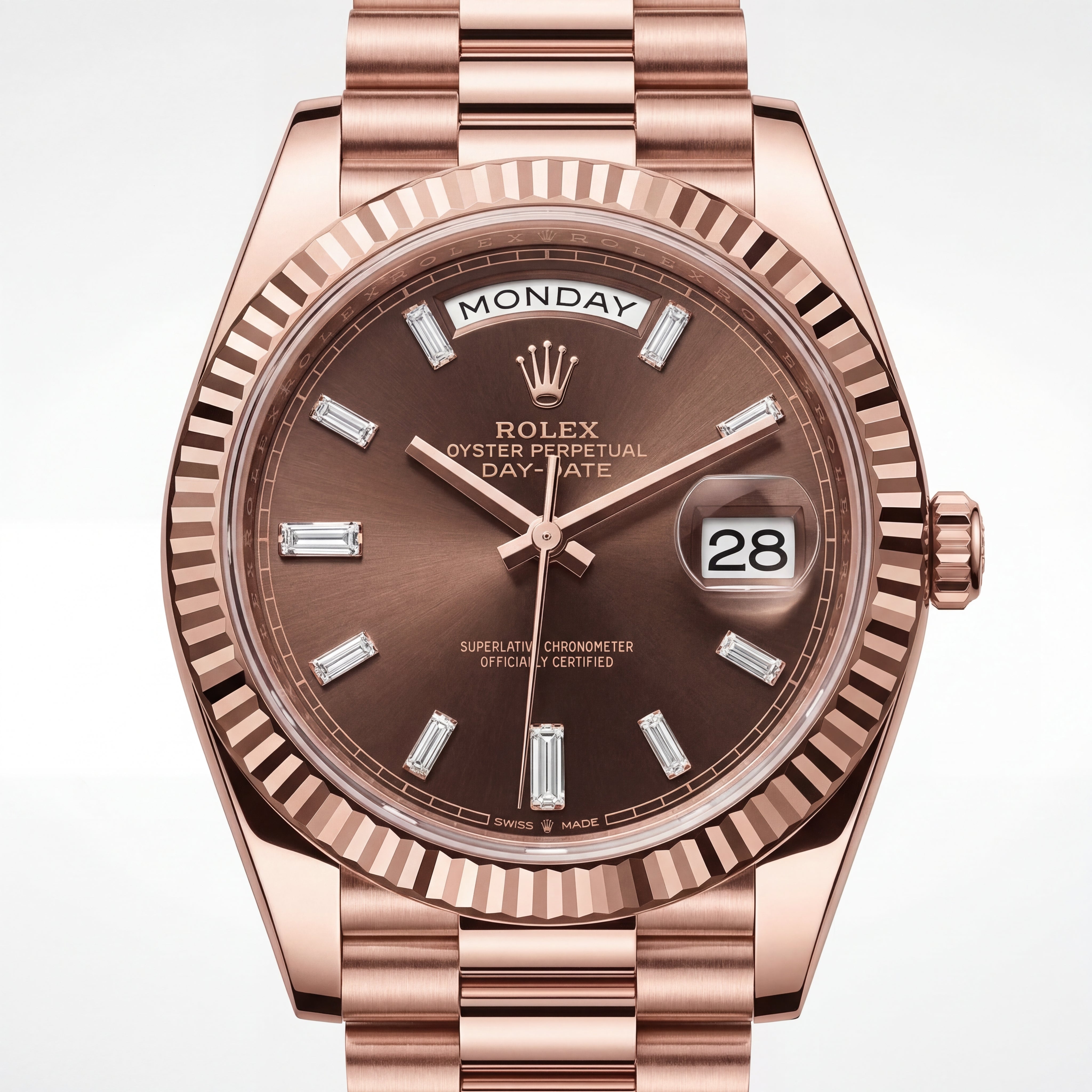 Rose Gold Day-Date Luxury Stainless Steel Watch