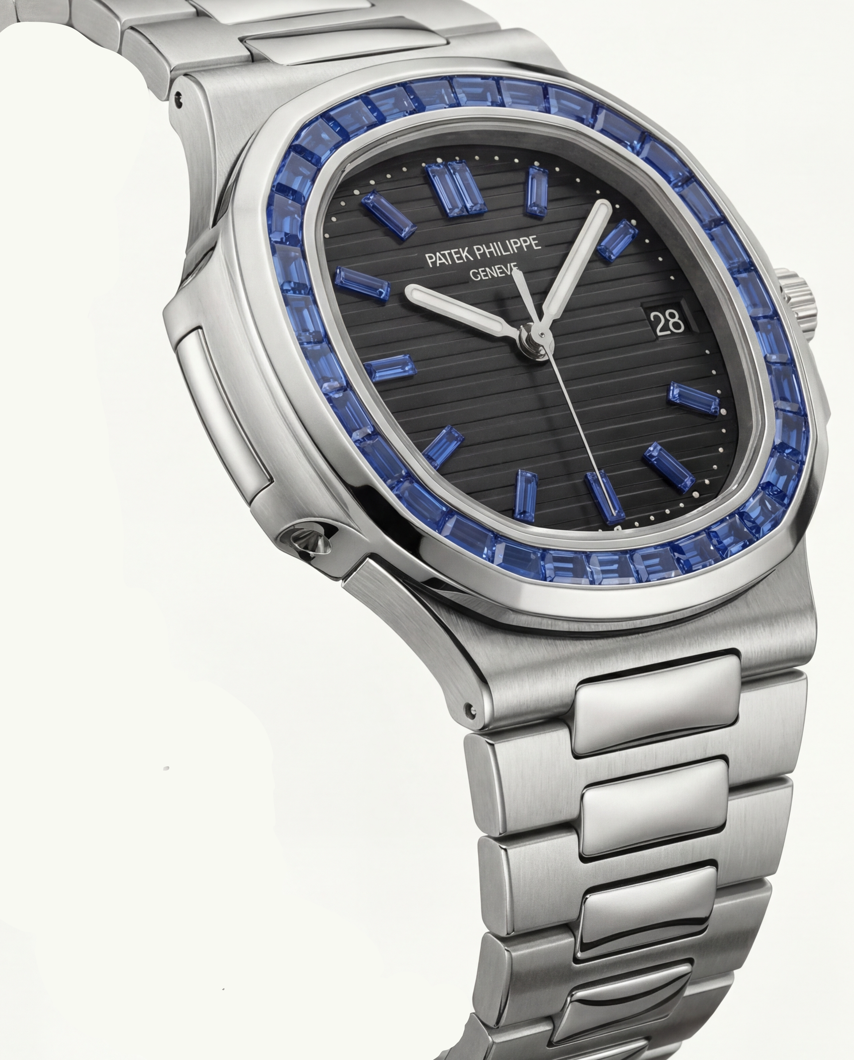 Silver Blue Crystal Bezel Luxury Steel Watch – Premium Edition