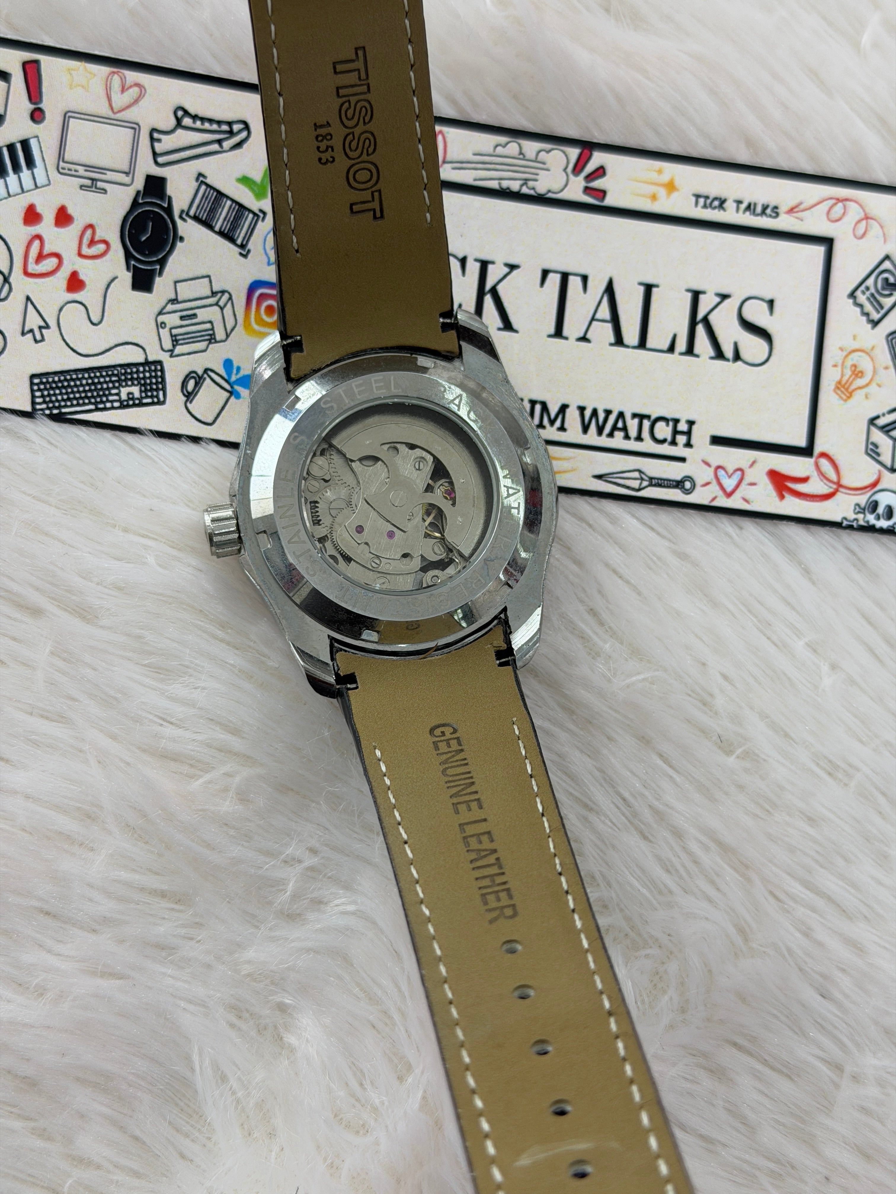 Premium Black Skeleton Dial Leather Strap Watch – Men