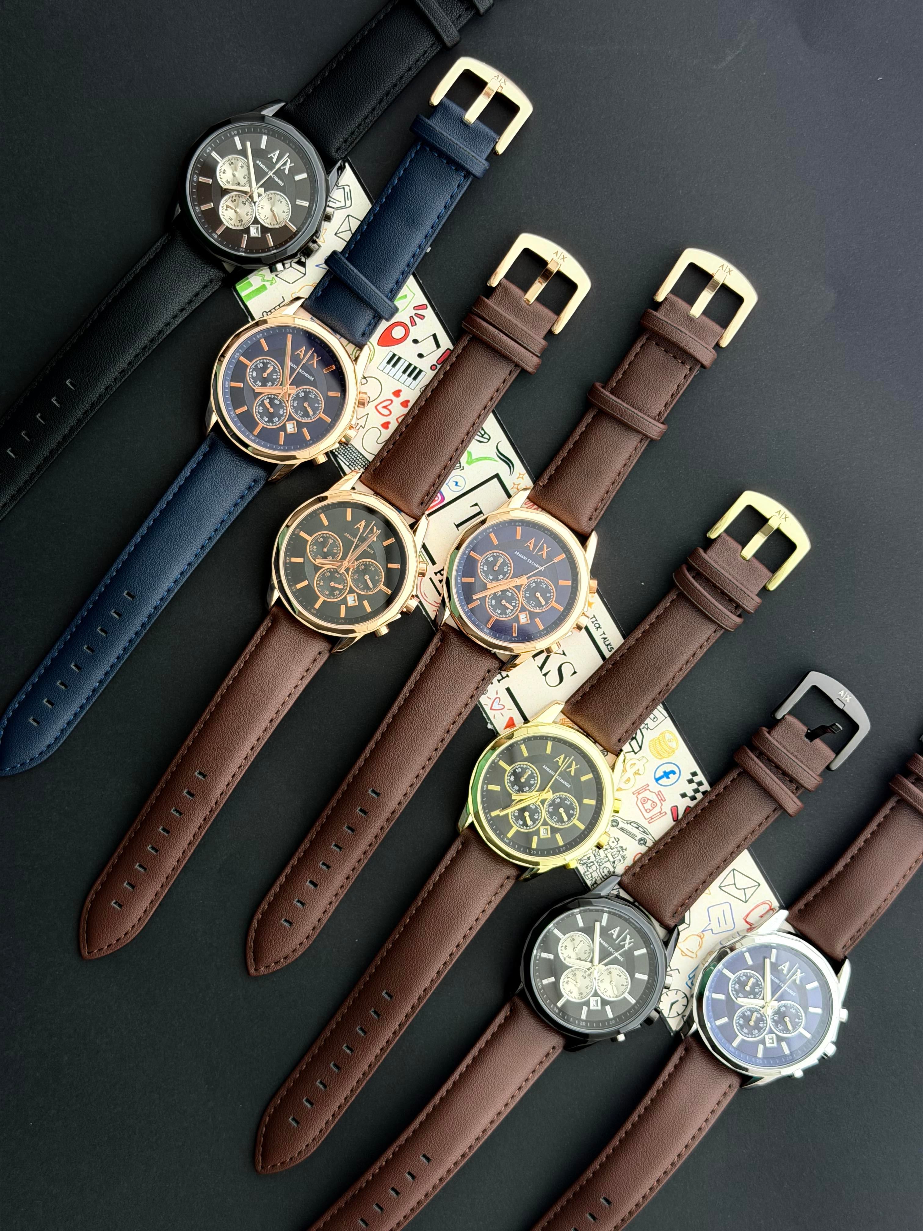 Premium Rose Gold Blue Chronograph Leather Luxury Watch – Men