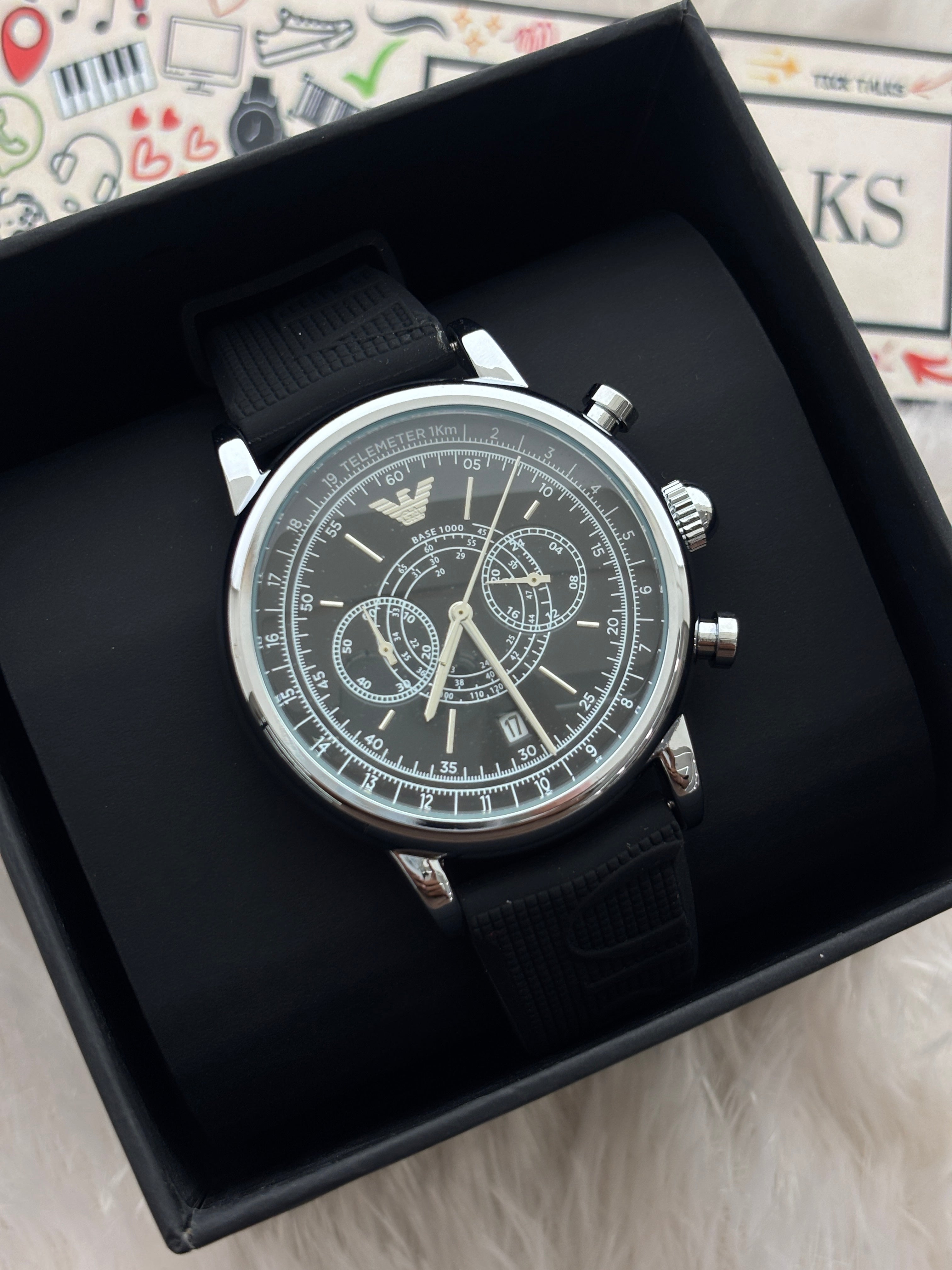 Premium Black Chronograph Style Watch – Men