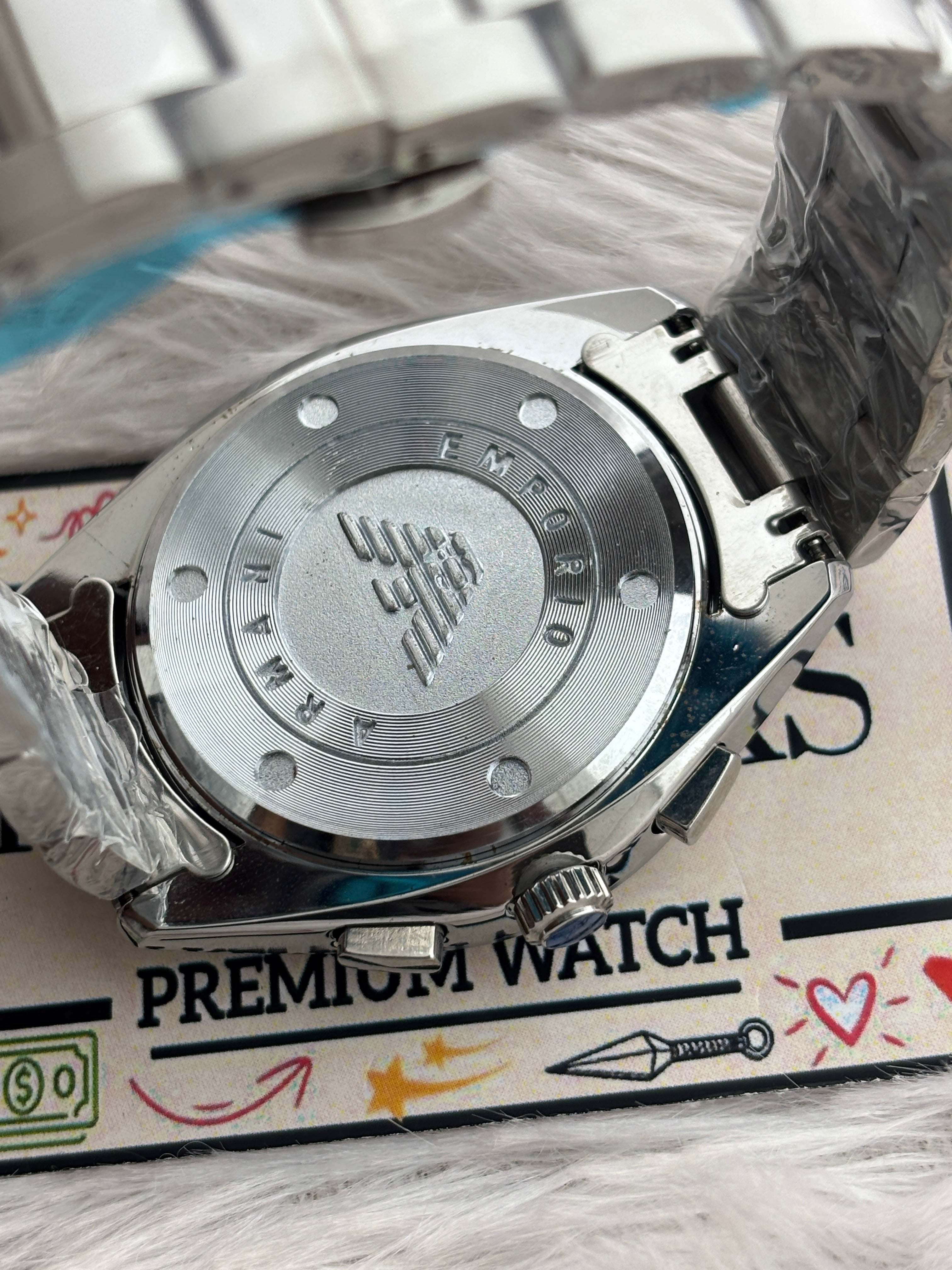 Premium Silver Chronograph Style Luxury Watch Black Dial – Men