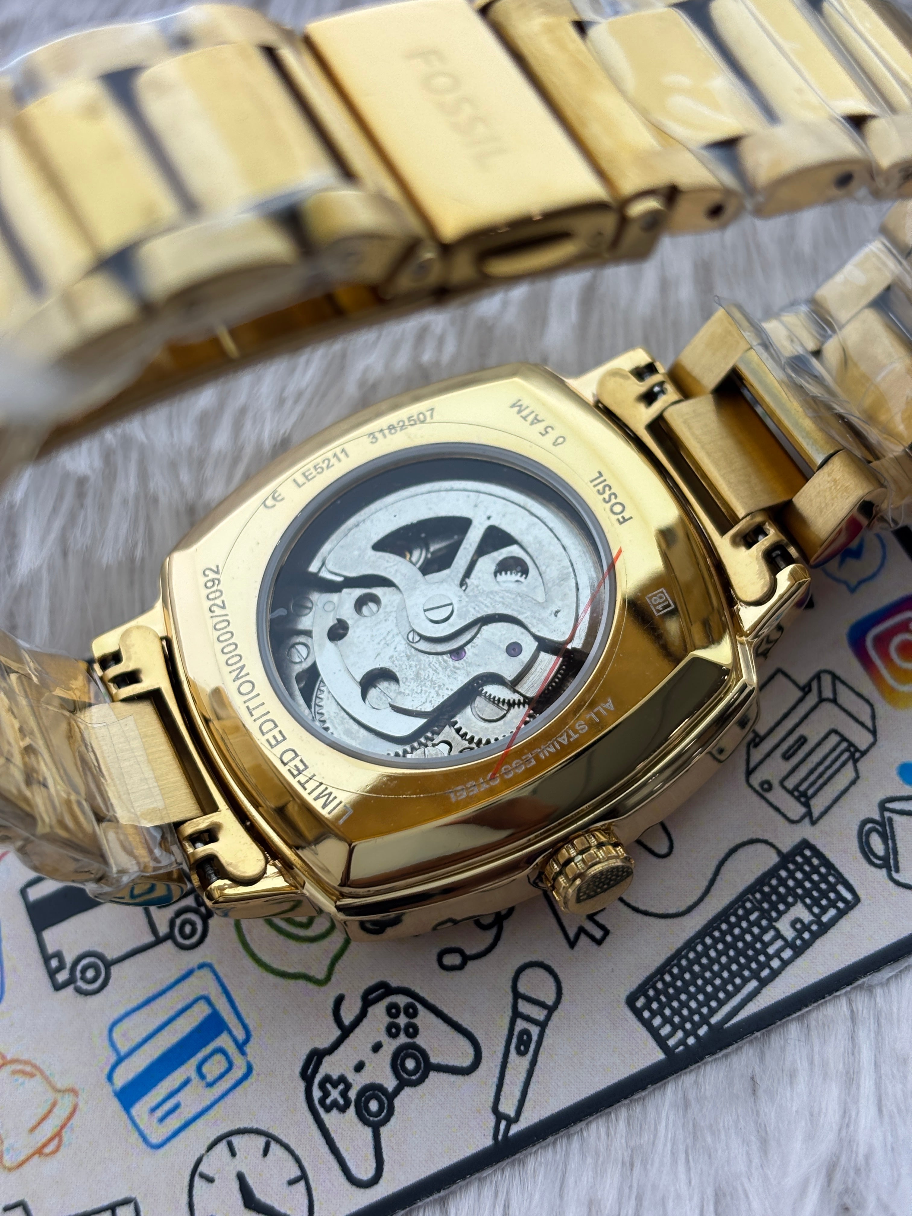 Premium Gold Automatic Skeleton Luxury Watch – Men