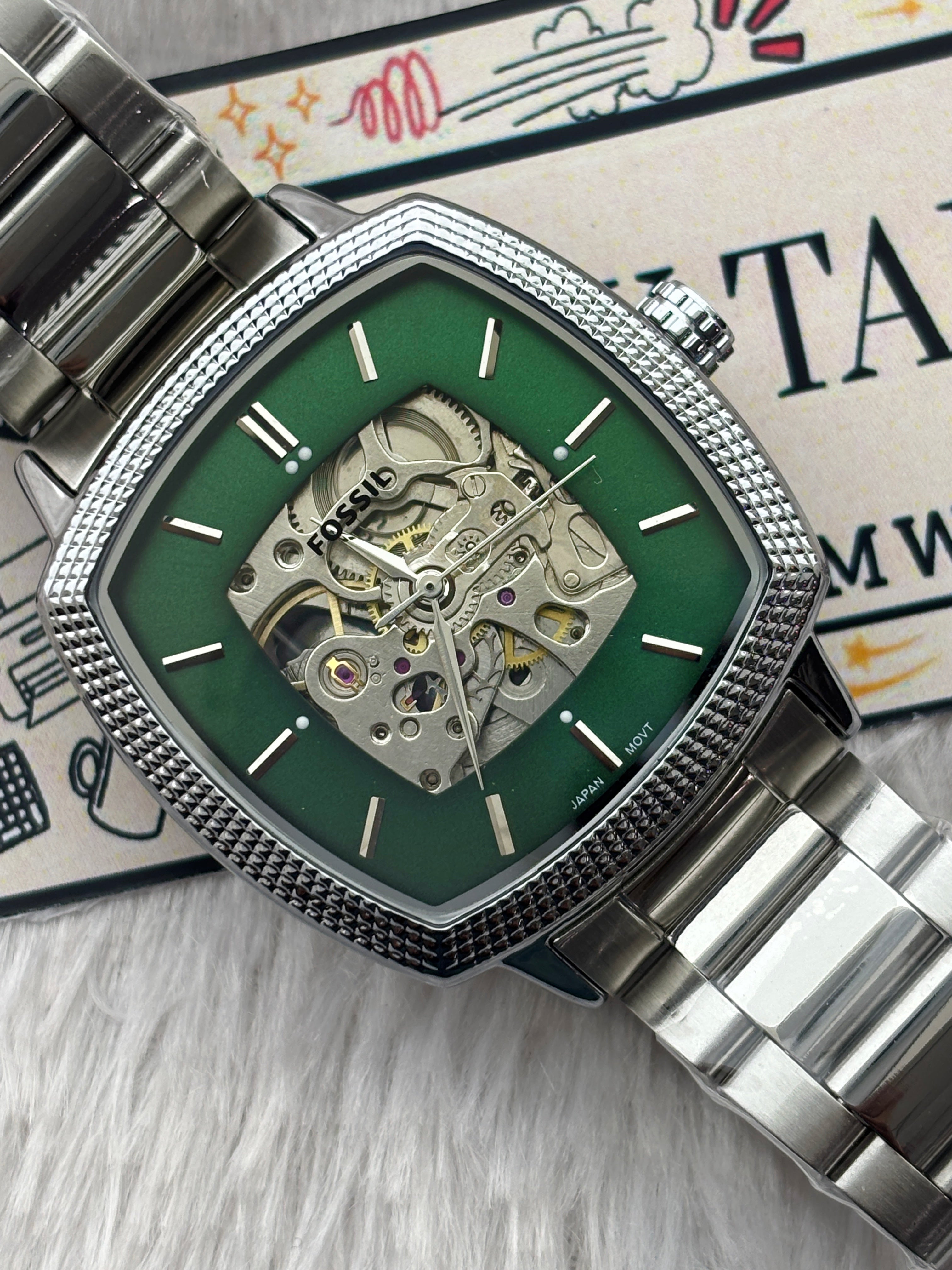 Premium Green Automatic Skeleton Luxury Watch – Men