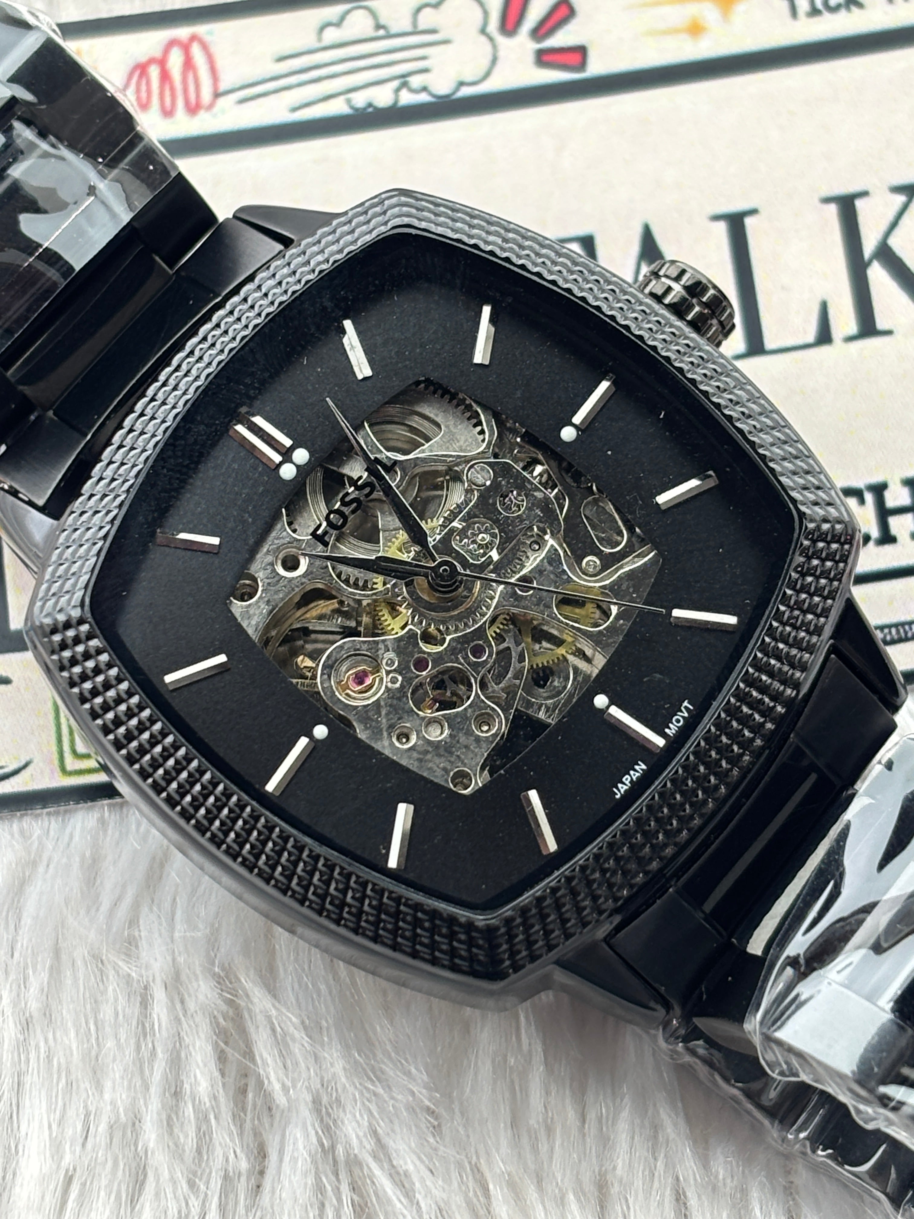 Premium Black Automatic Skeleton Luxury Watch – Men