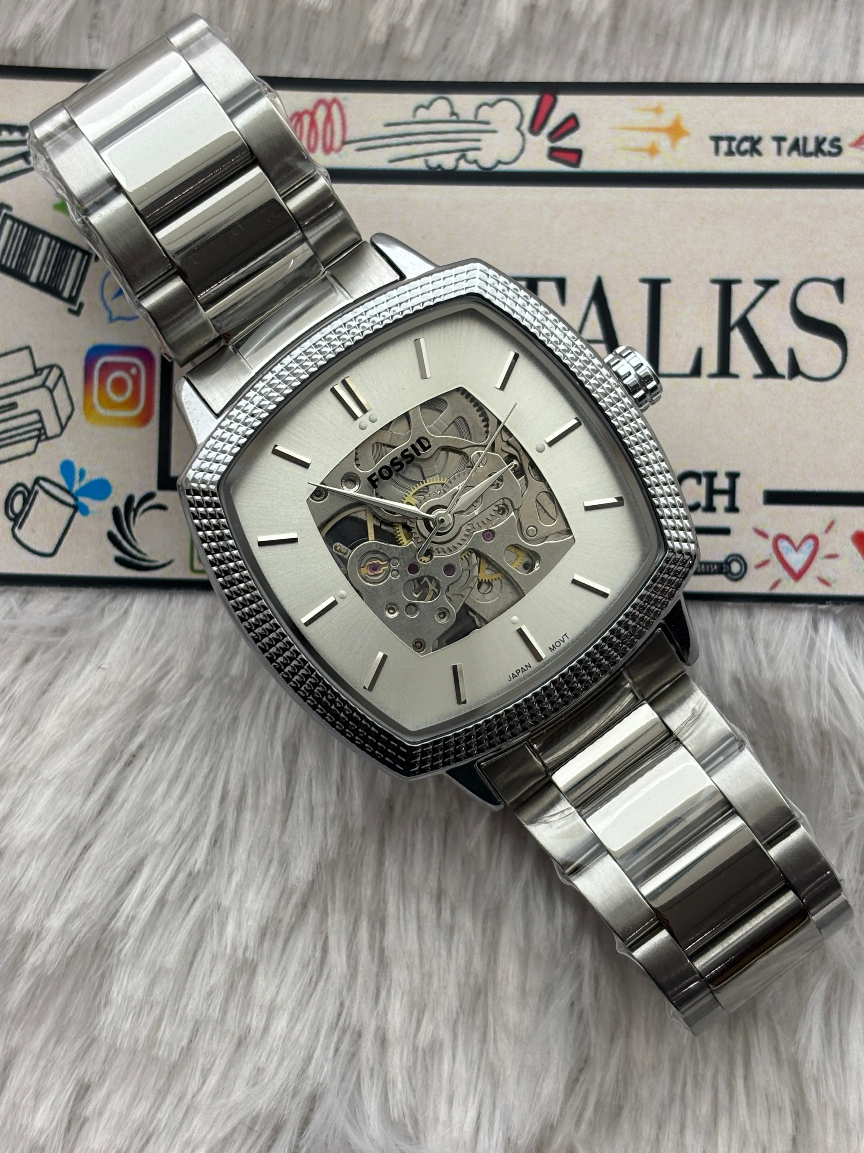 Premium Silver Automatic Skeleton Luxury Watch – Men