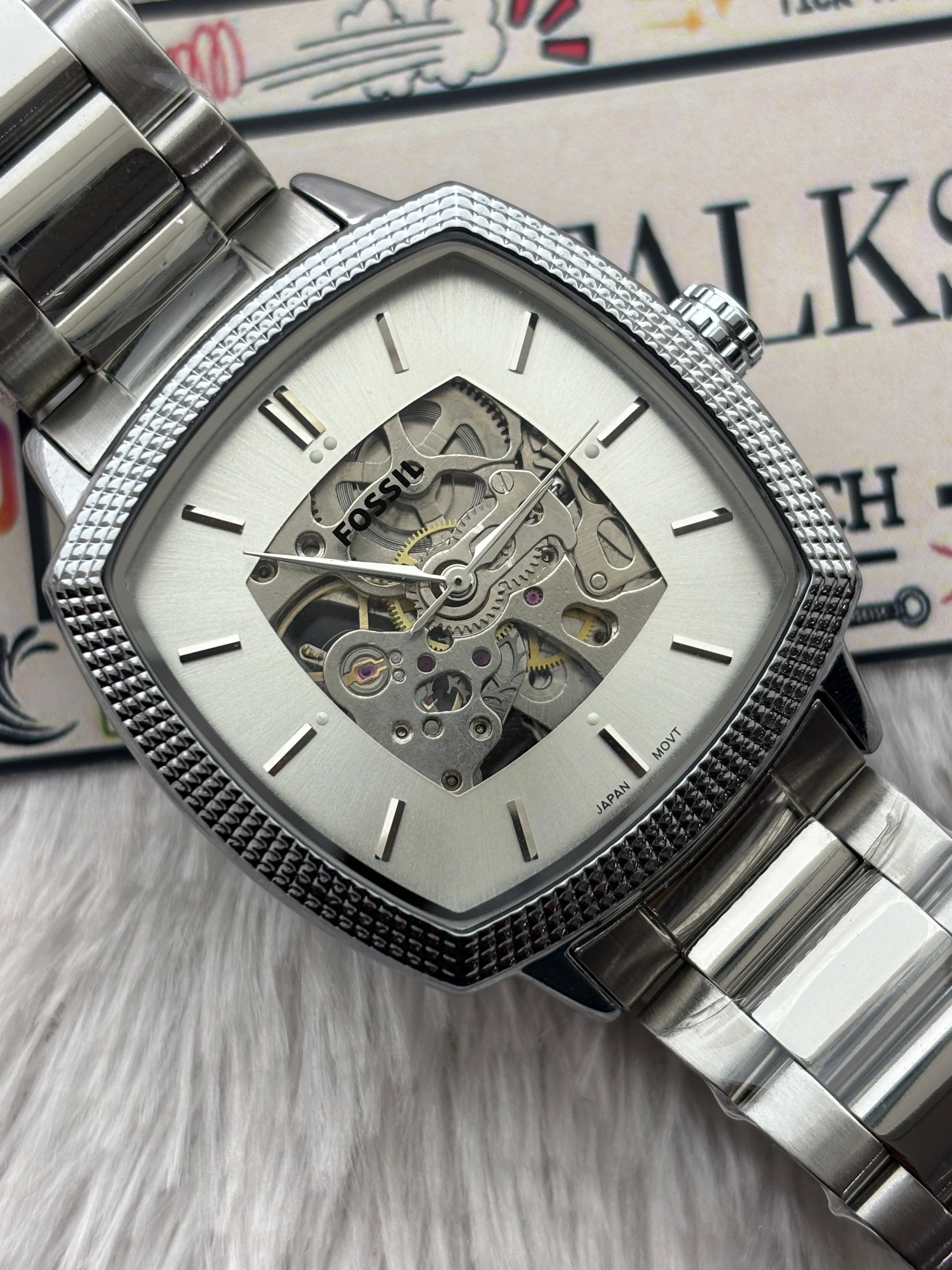 Premium Silver Automatic Skeleton Luxury Watch – Men