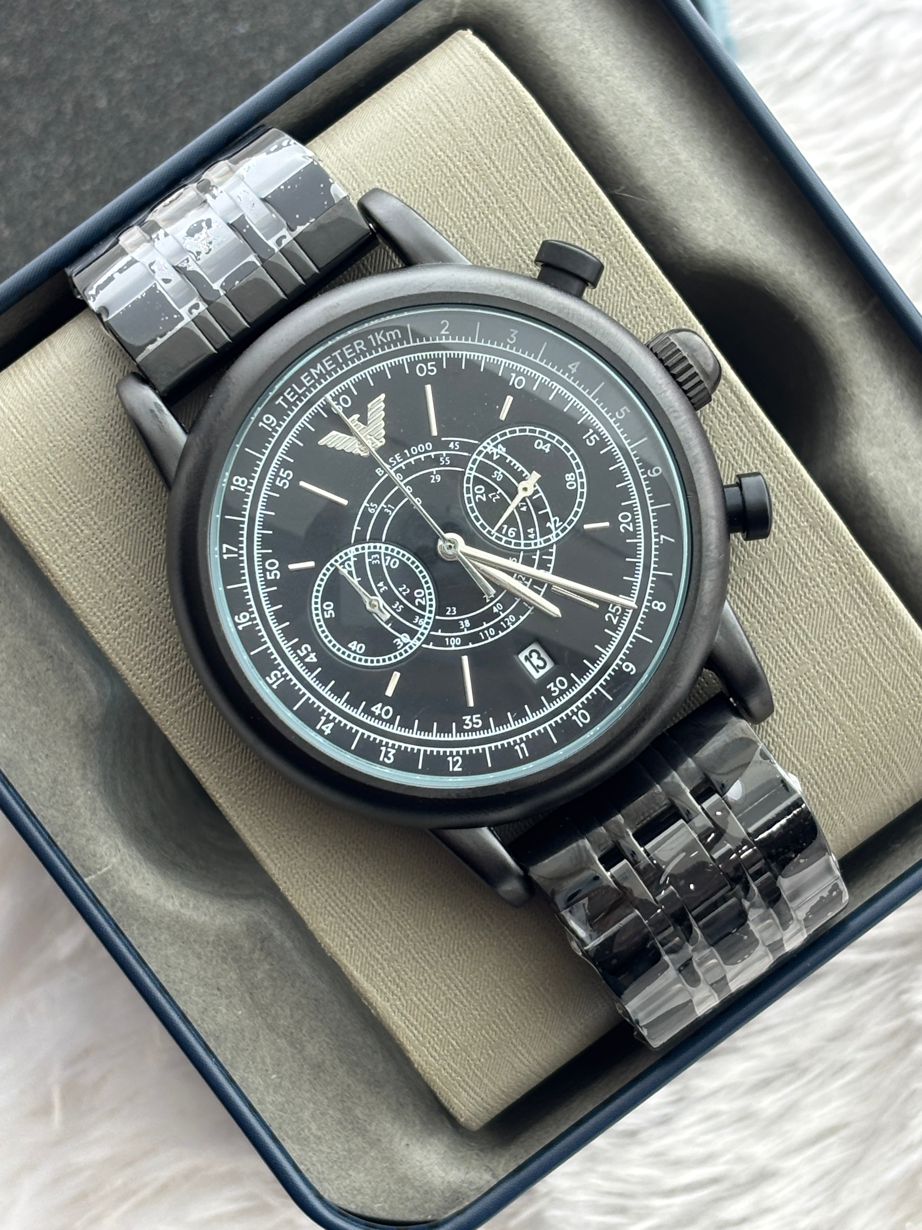 Premium Black Multifunction Luxury Watch – Men