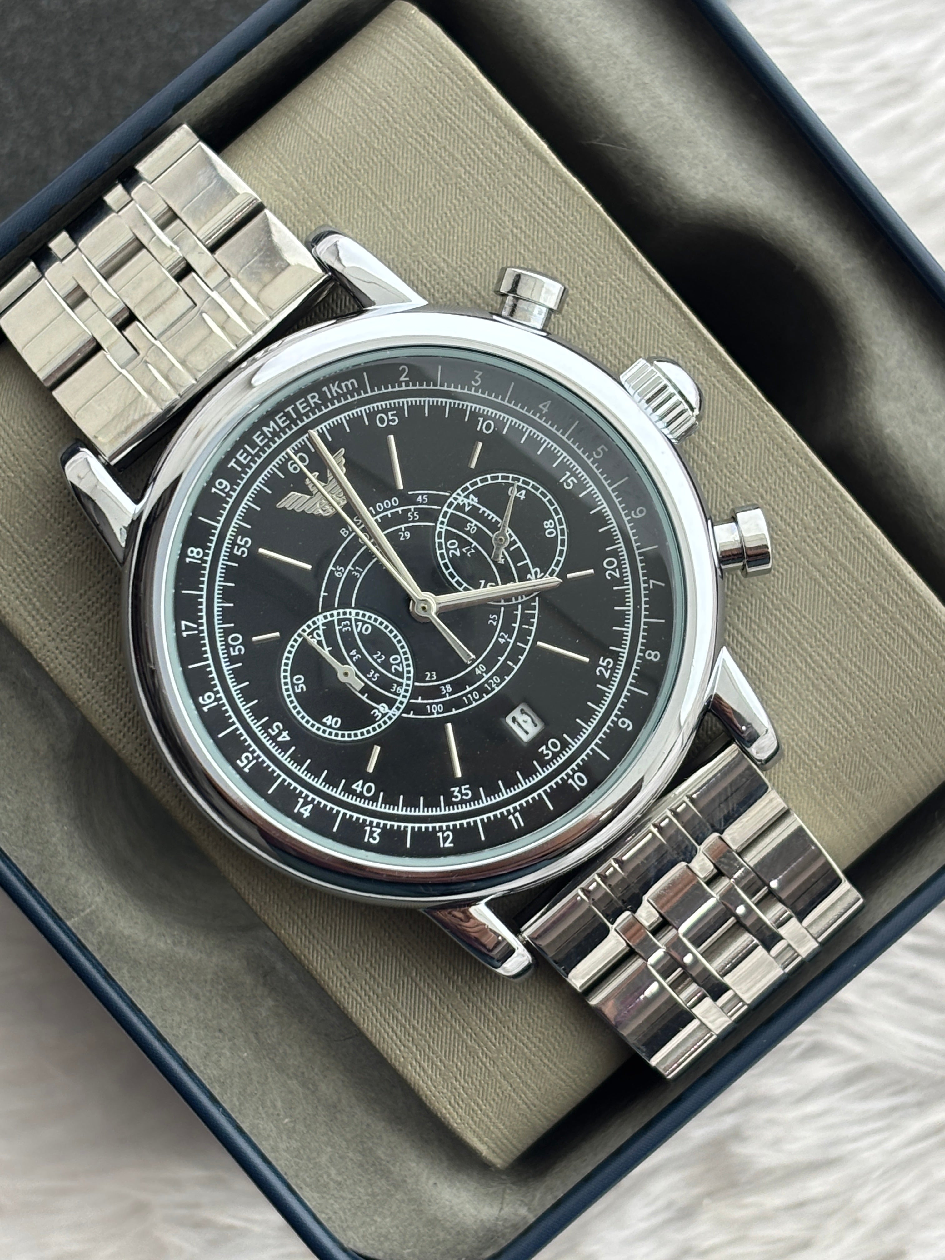Premium Black Multifunction Luxury Watch – Men
