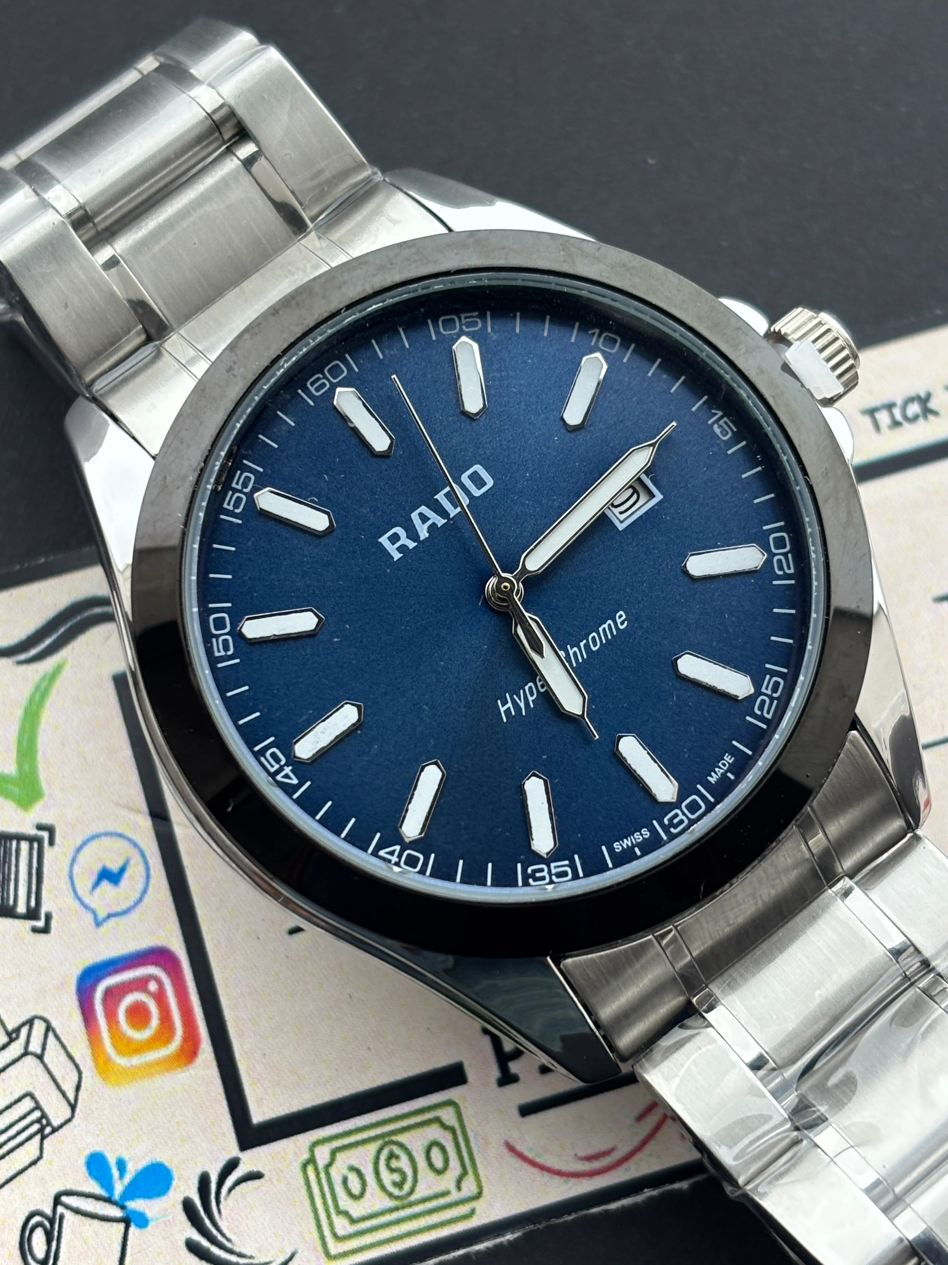 Premium Silver Blue Dial Luxury Watch Steel Bracelet – Men
