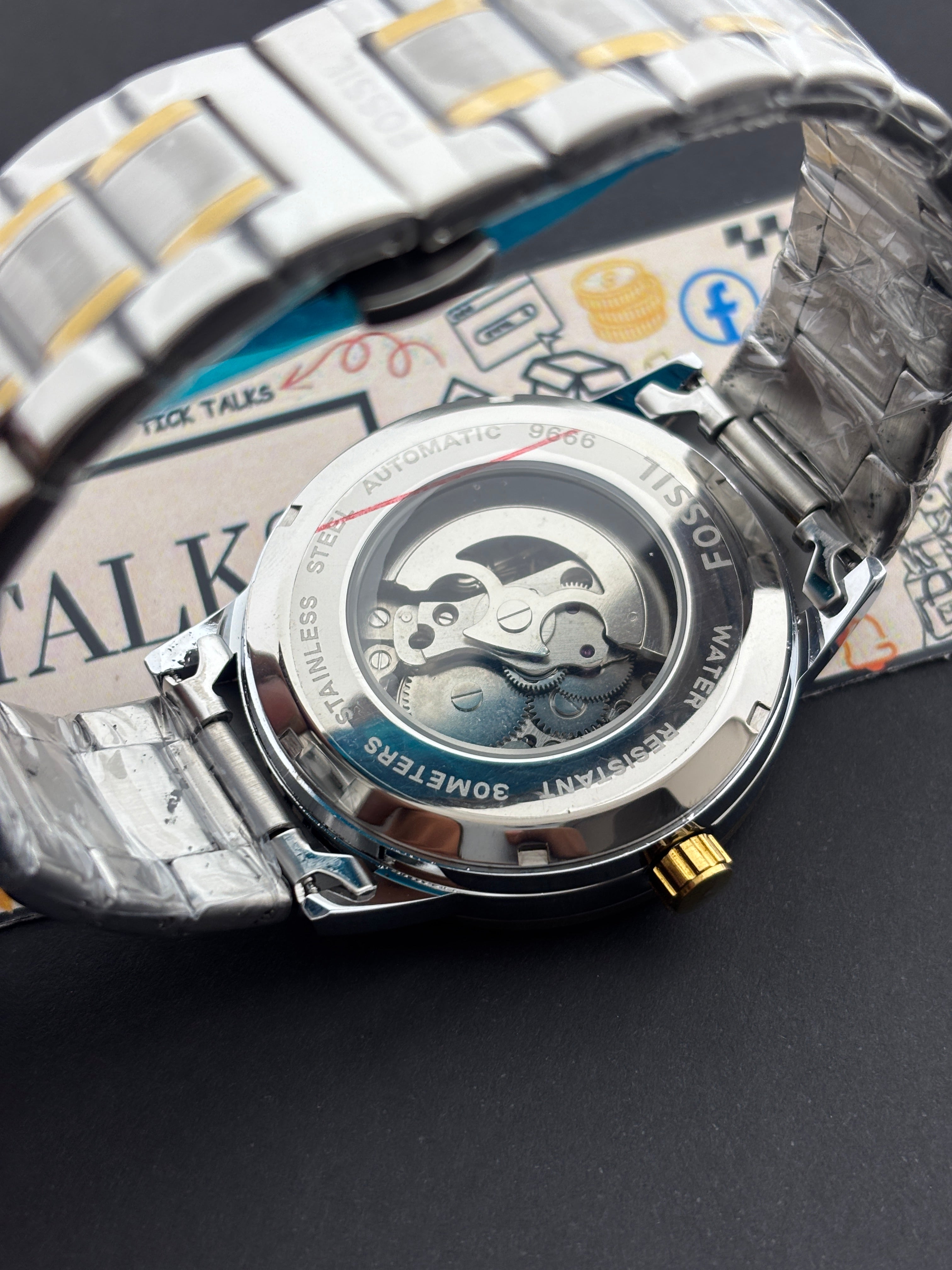 Premium Gold Skeleton Automatic Watch – Men