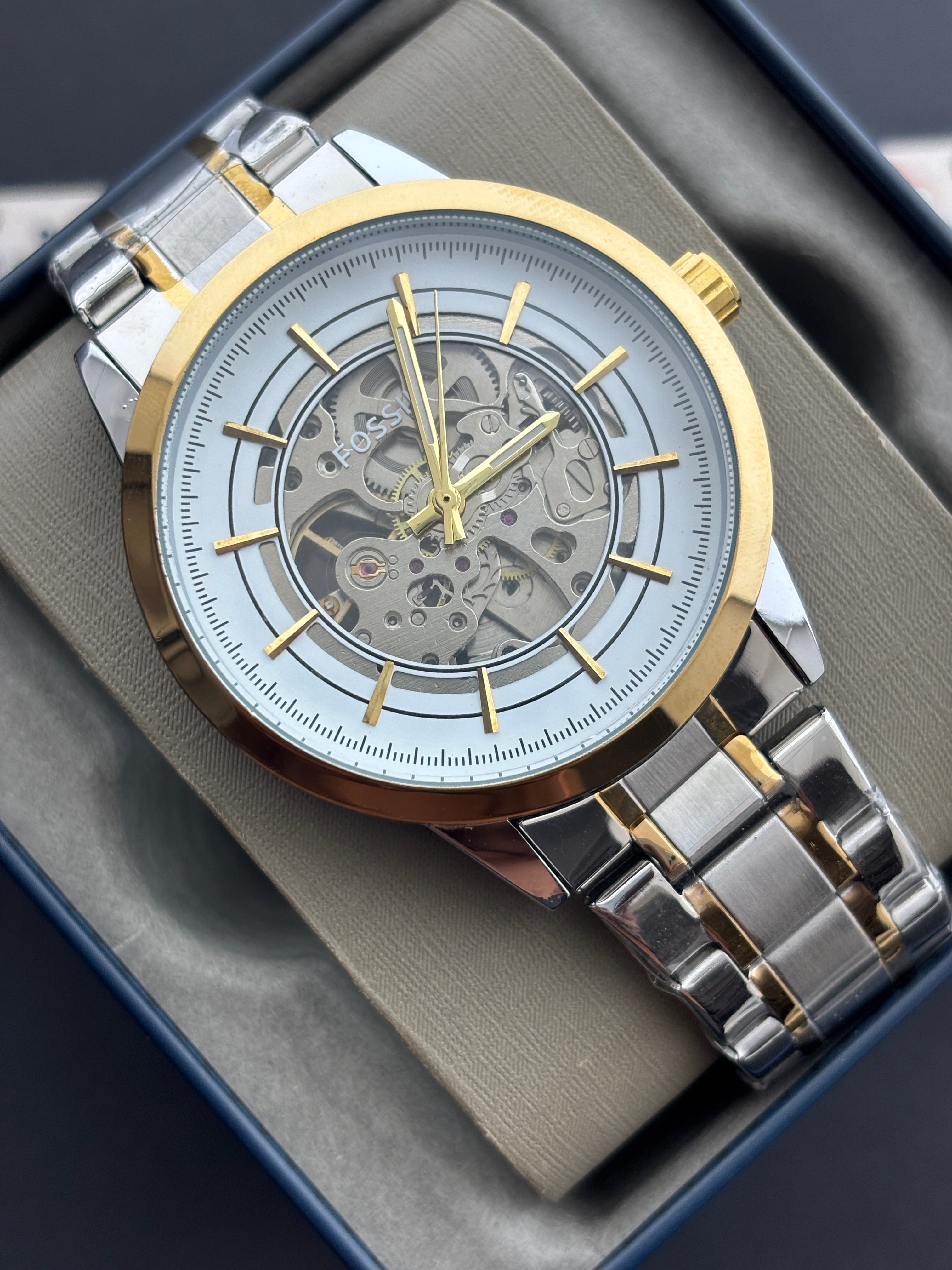 Premium Gold Skeleton Automatic Watch – Men