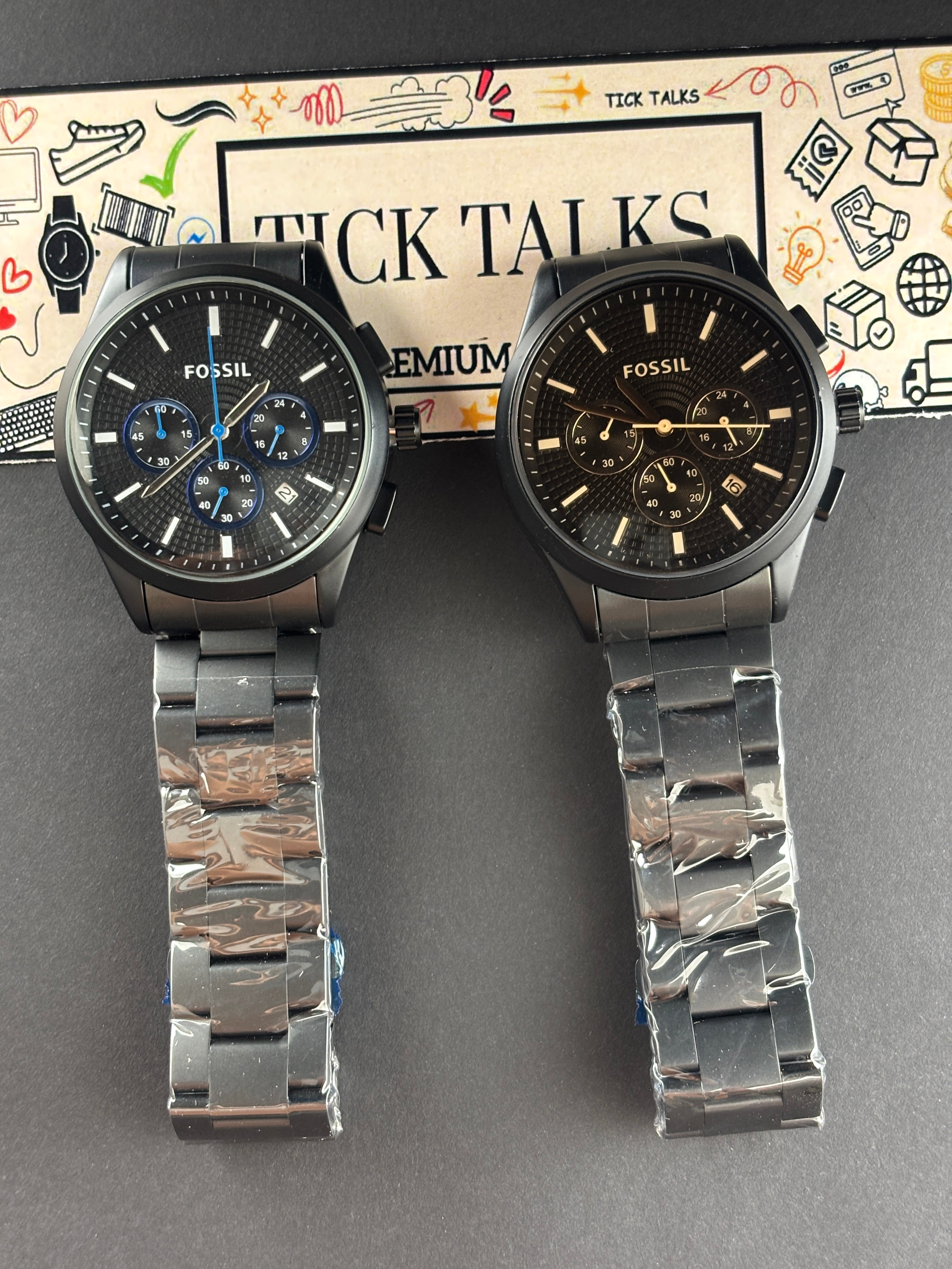 Premium Black Chronograph Style Luxury Watch Black Steel Bracelet – Men
