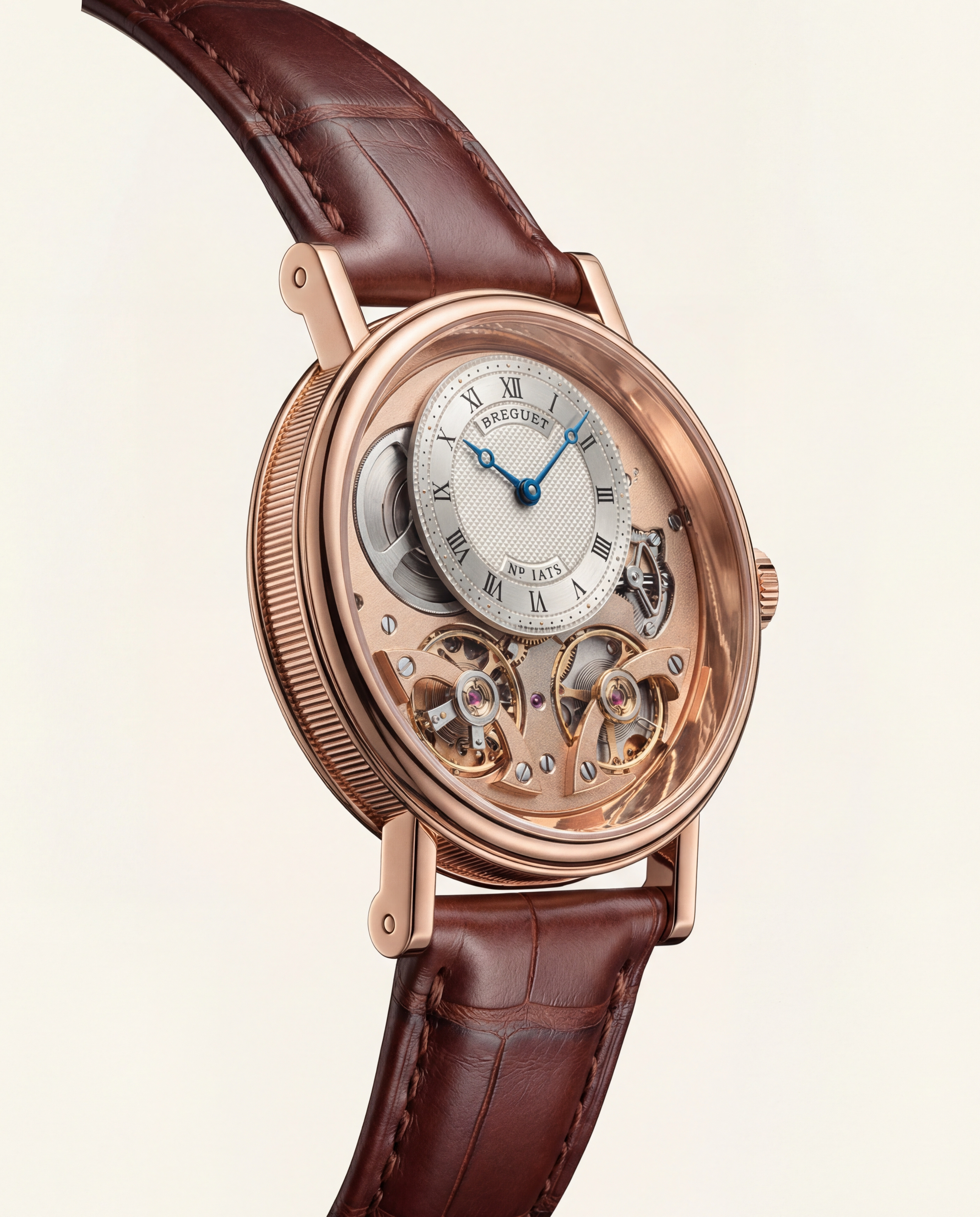 Rose Gold Skeleton Tourbillon-Style Luxury Men’s Watch with Leather Strap