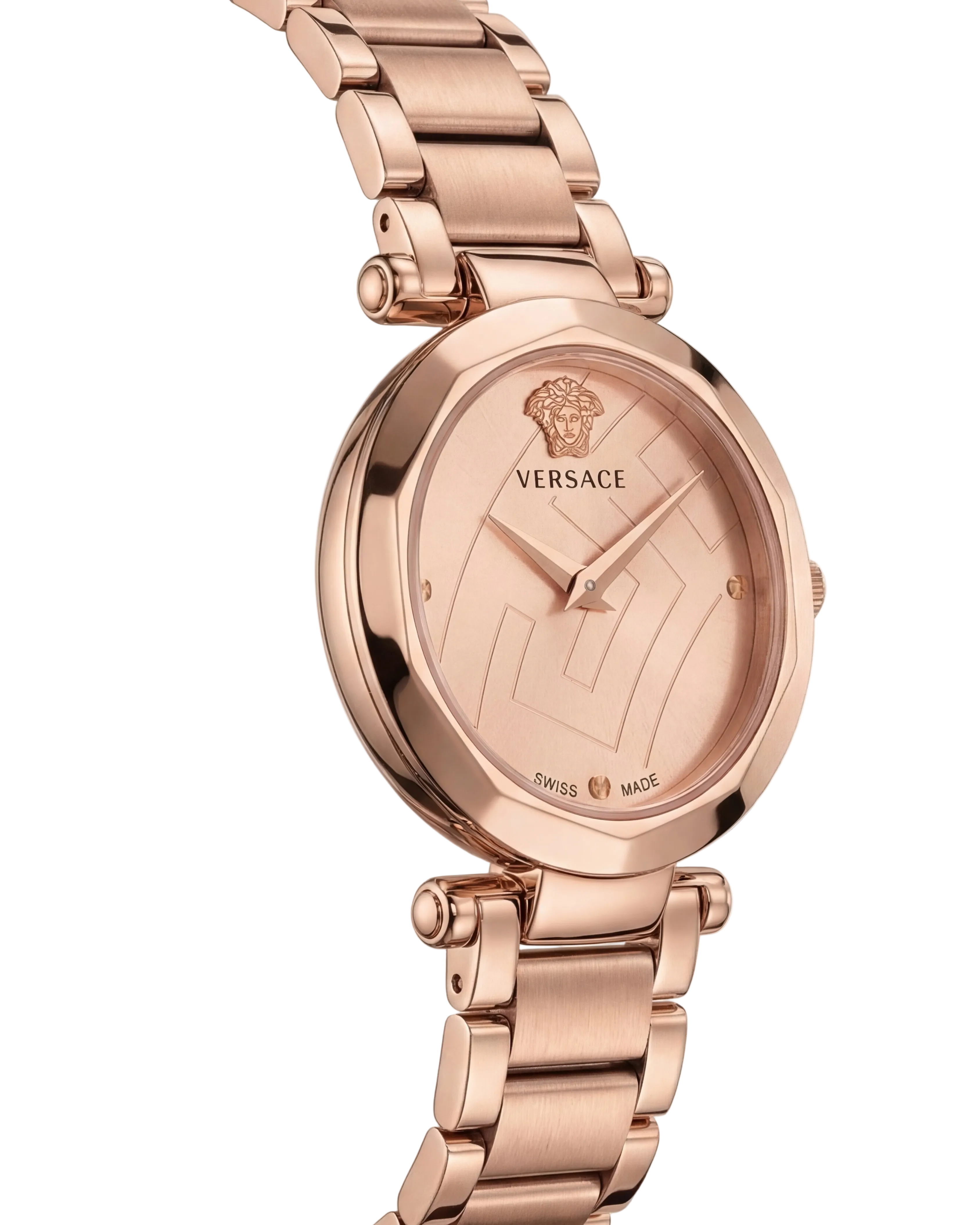Rose Gold Stainless Steel Case Champagne Dial Luxury Medusa Bracelet Watch – Women