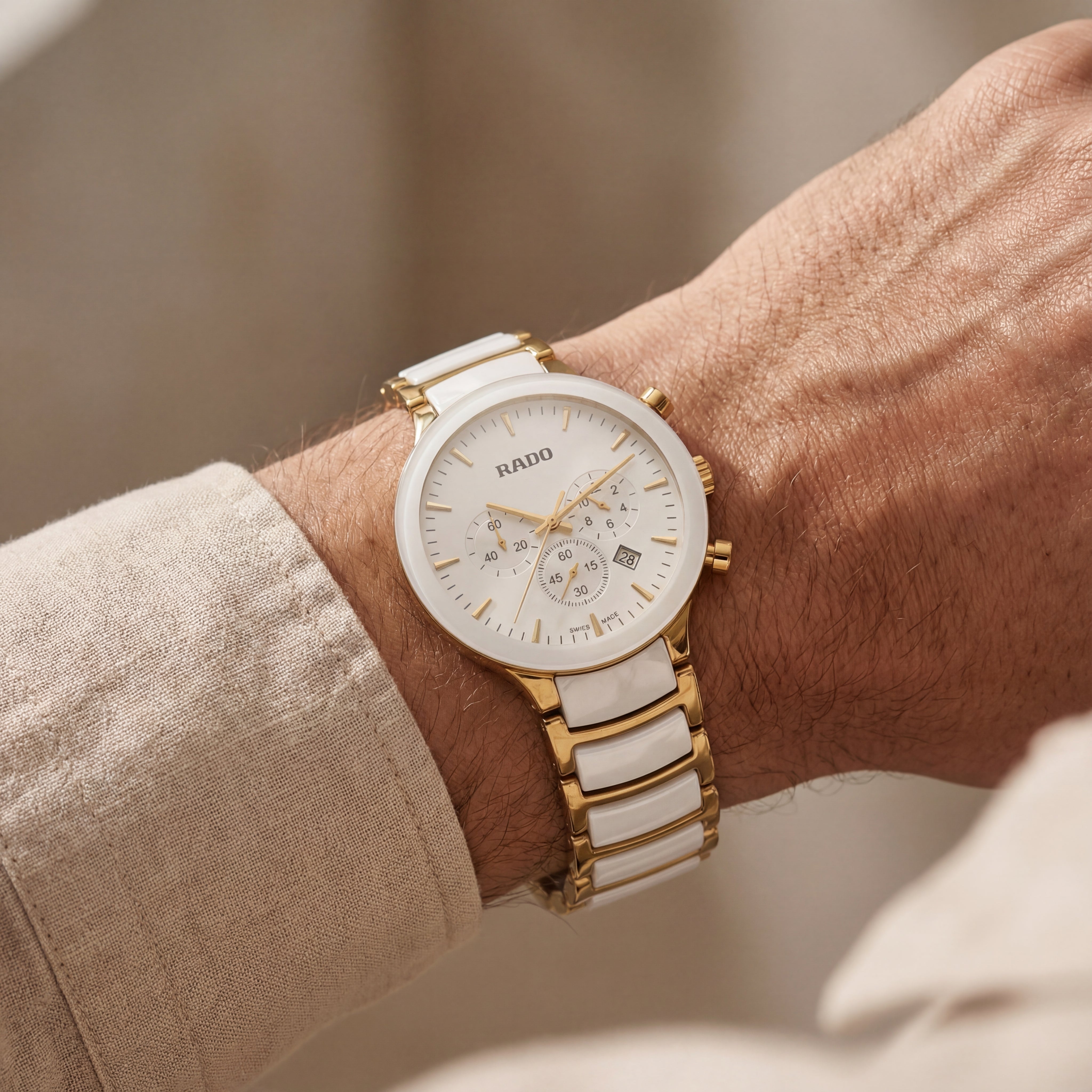 Centrix Pearl White Gold Ceramic Chronograph Watch