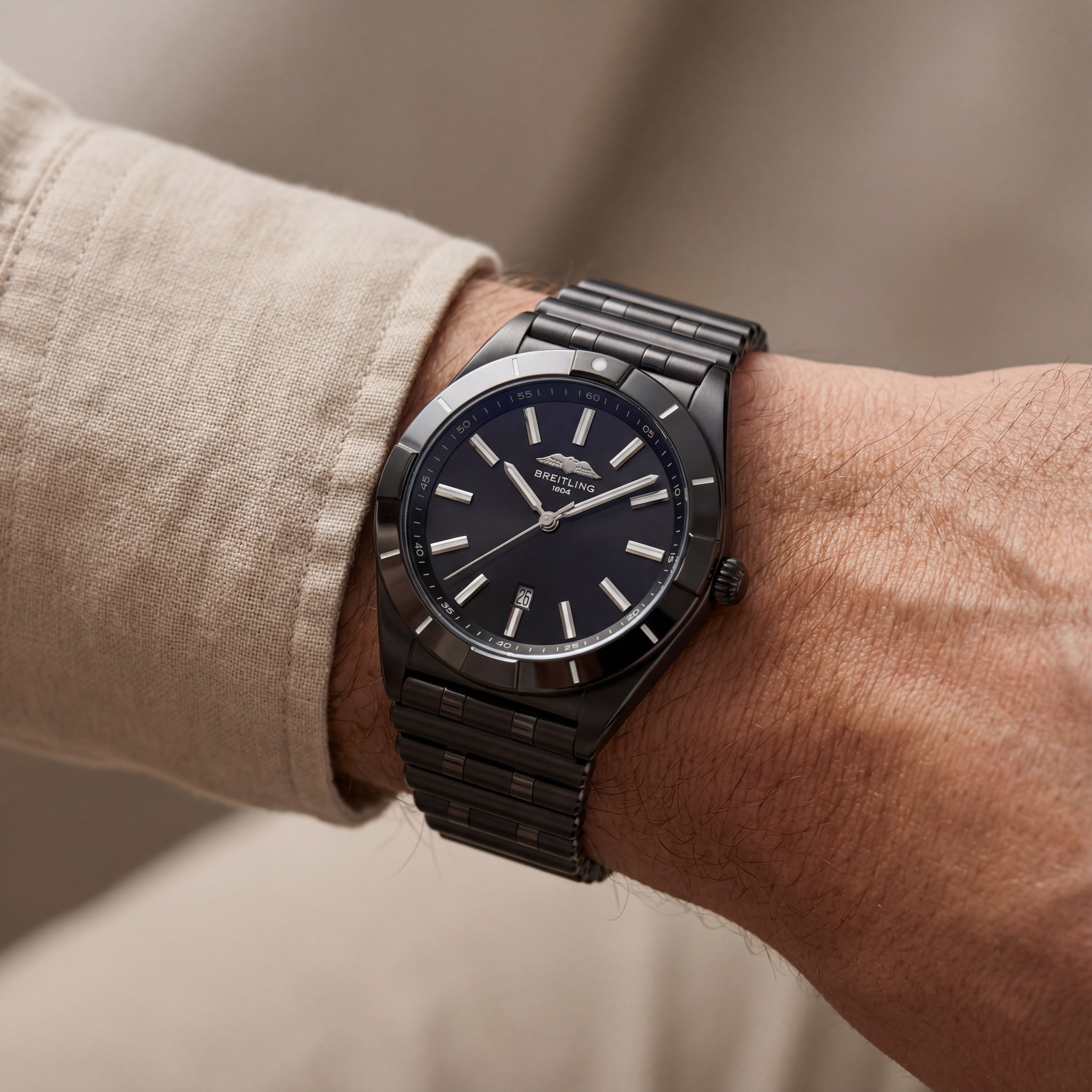 All-Black Steel Minimalist Date Men’s Watch