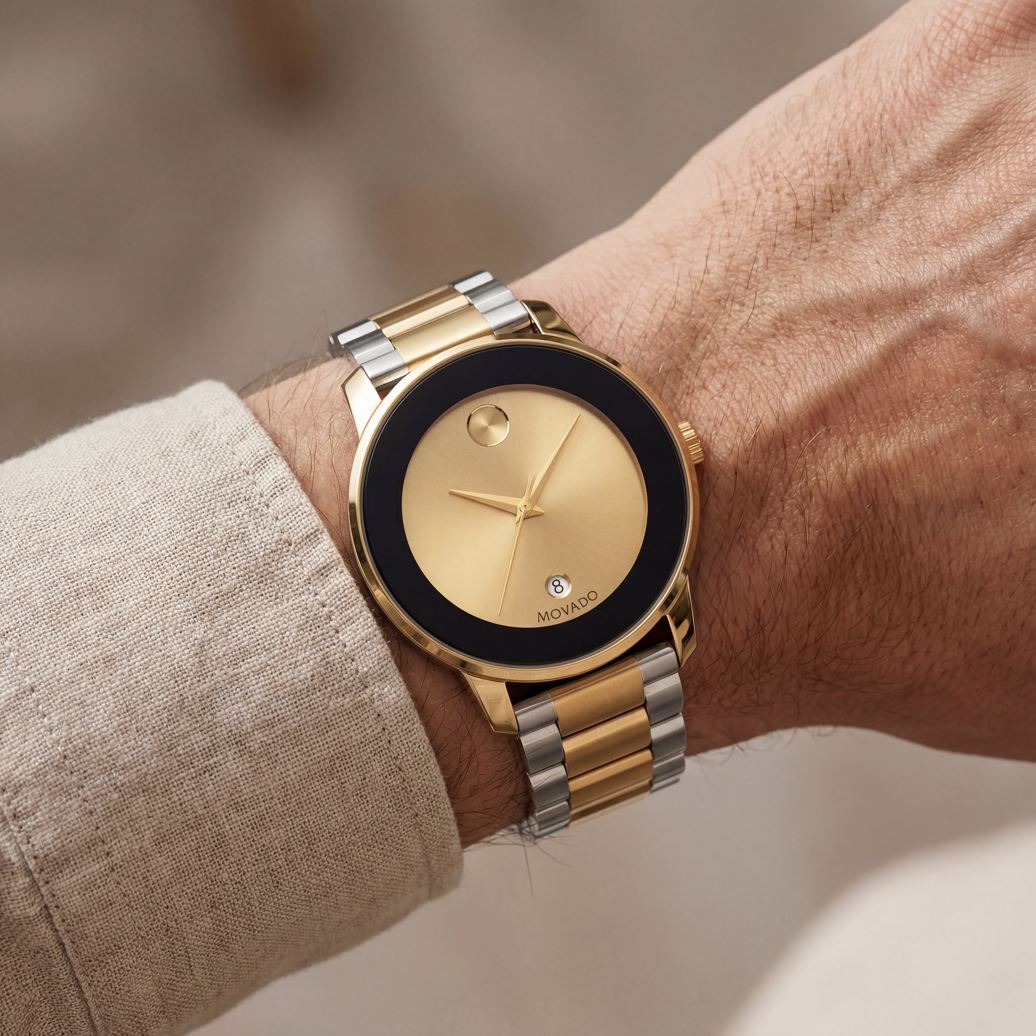 Luxury Gold Dial Two-Tone Stainless Steel Men’s Watch