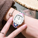 Women’s Woven Pastel Strap Square Dial Watch