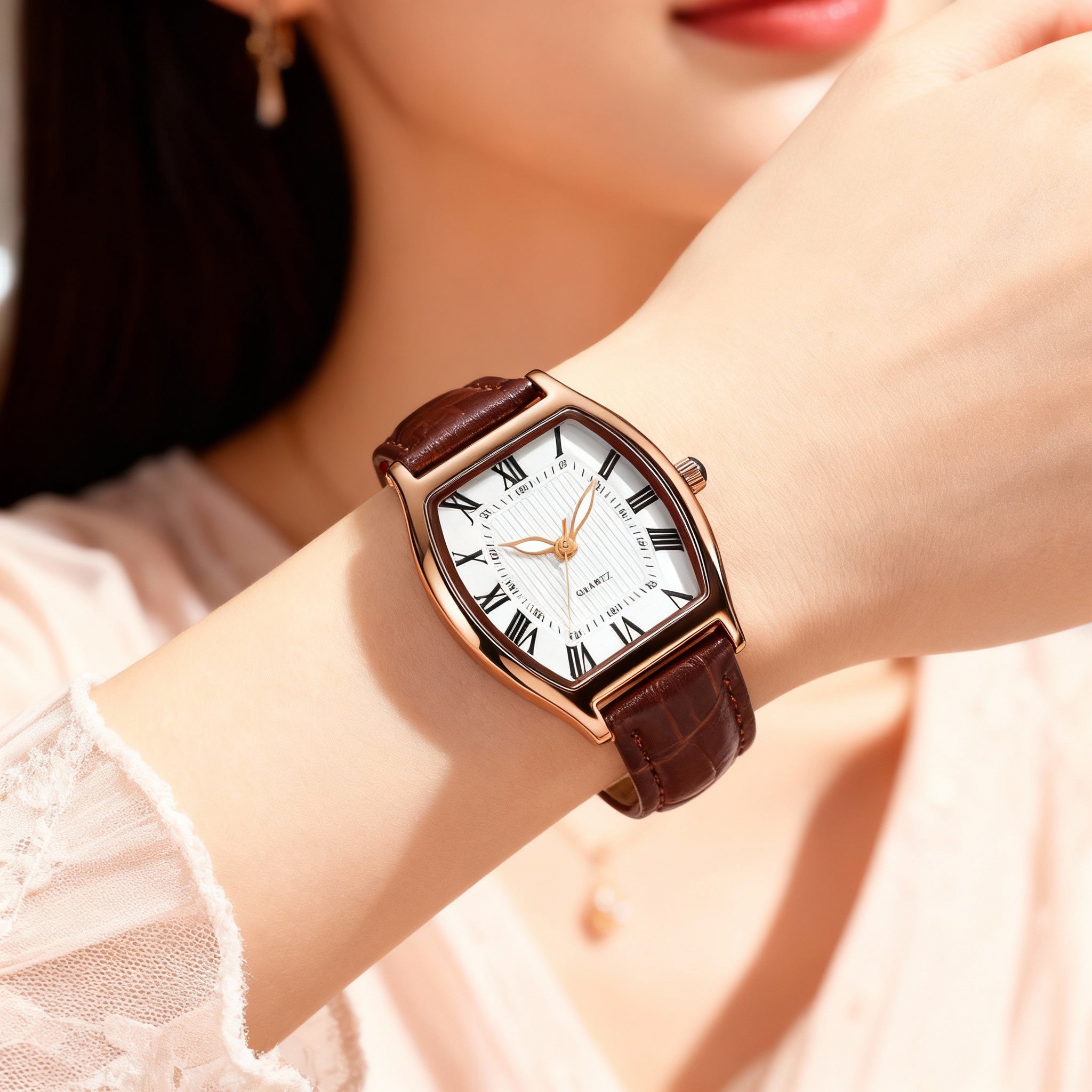 Women’s Classic Roman Dial Vintage Tonneau Watch