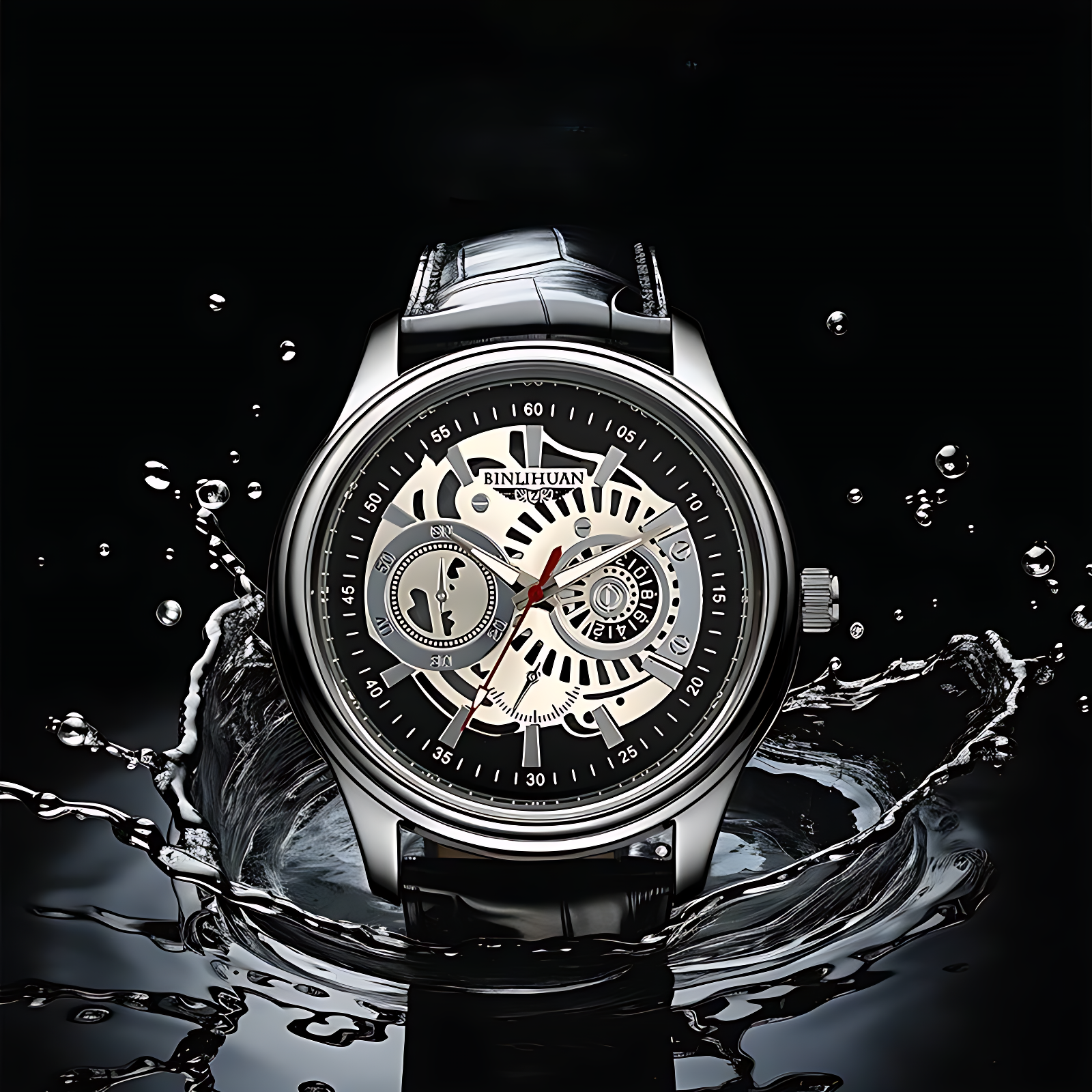 Men’s Luxury Skeleton Dial Mechanical-Style Watch
