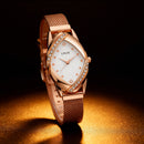 LINJIE Luxury Rose-Gold Crystal Mesh Women’s Watch