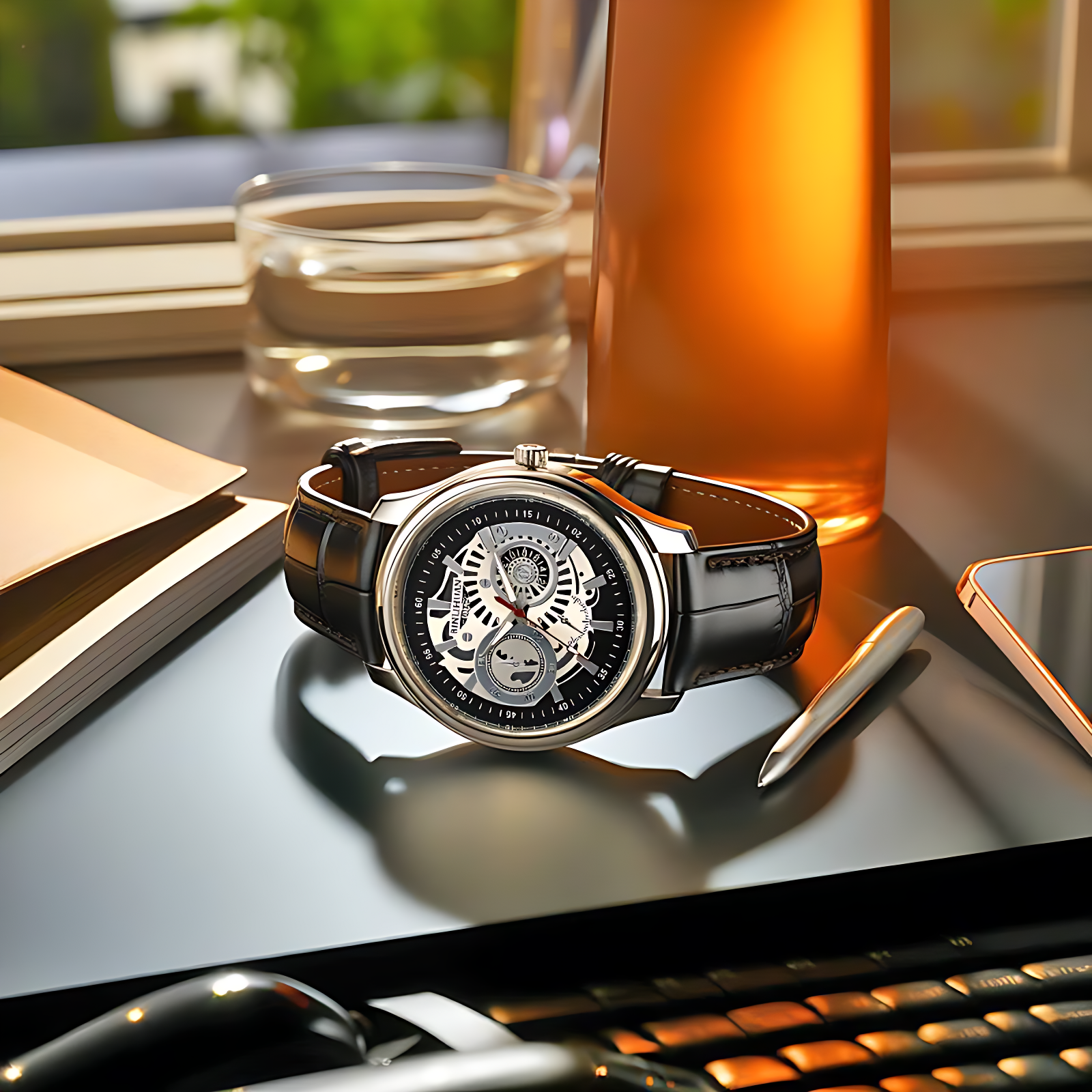 Men’s Luxury Skeleton Dial Mechanical-Style Watch