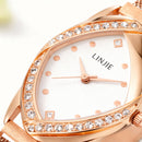 LINJIE Luxury Rose-Gold Crystal Mesh Women’s Watch