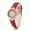 Women’s Luxury Rose-Gold Floral Crystal Dial Watch