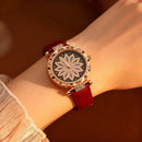 Women’s Luxury Rose-Gold Floral Crystal Dial Watch