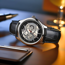 Men’s Luxury Skeleton Dial Mechanical-Style Watch