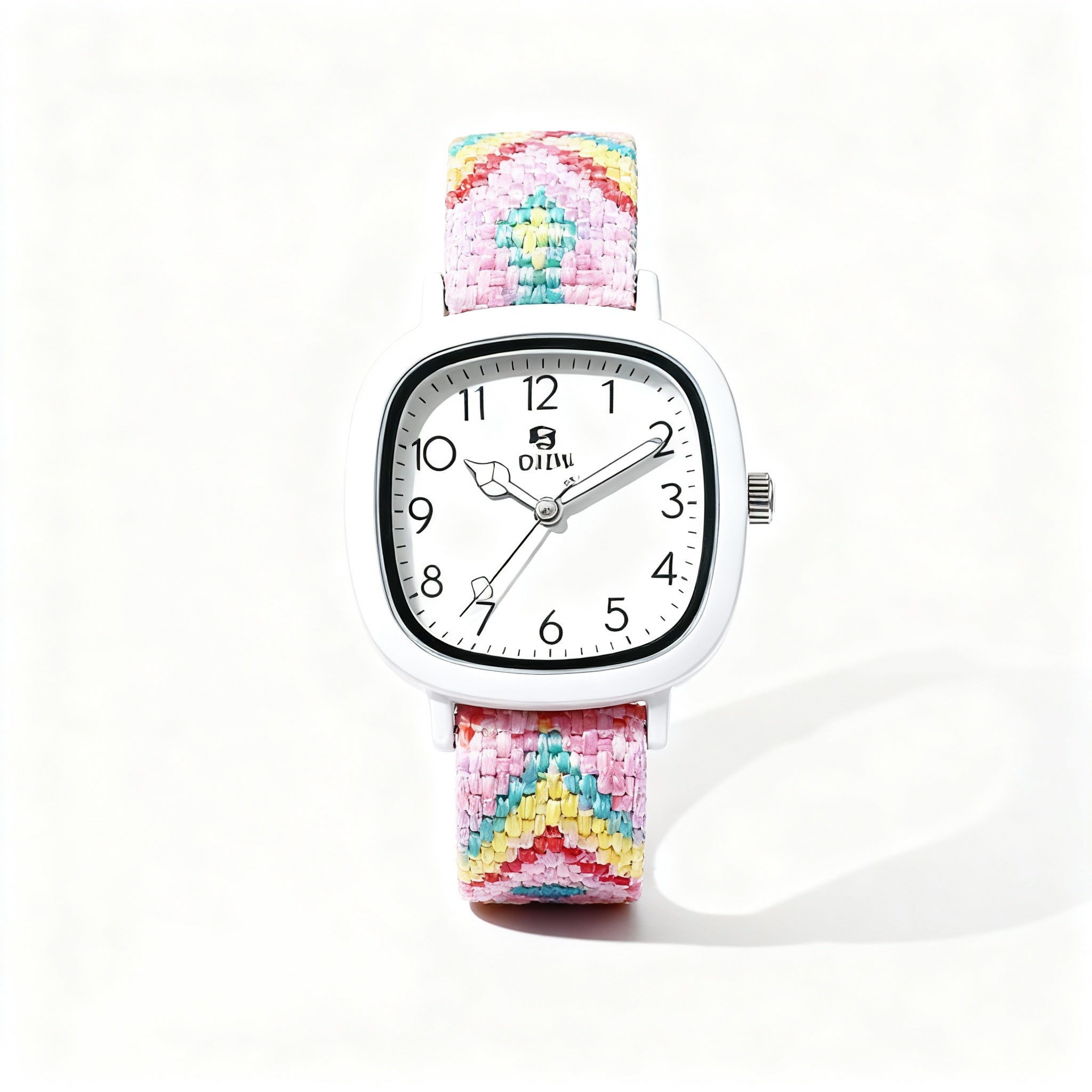 Women’s Pastel Woven Strap Square Dial Watch